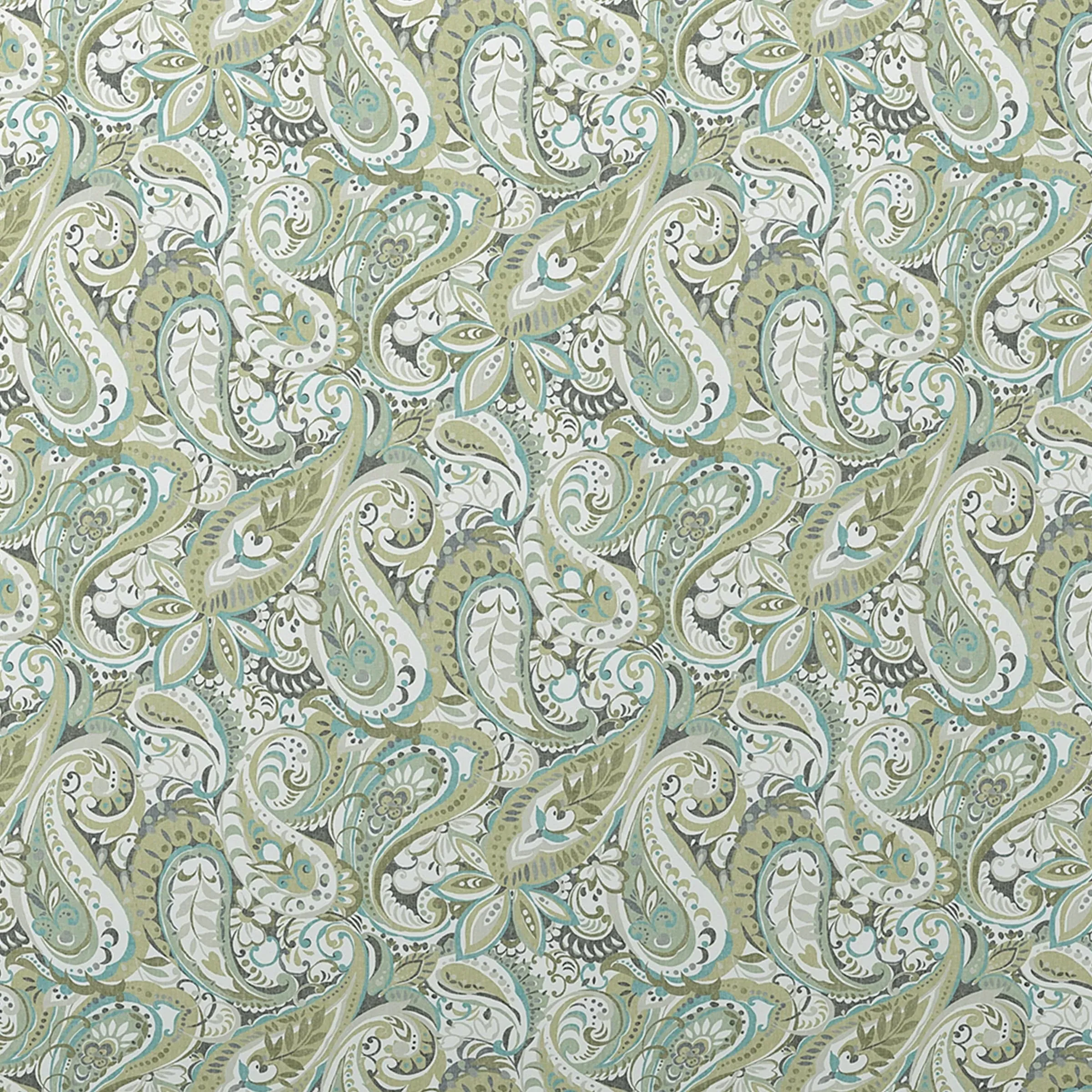 Rectangular Cushion with Paisley Print - Green