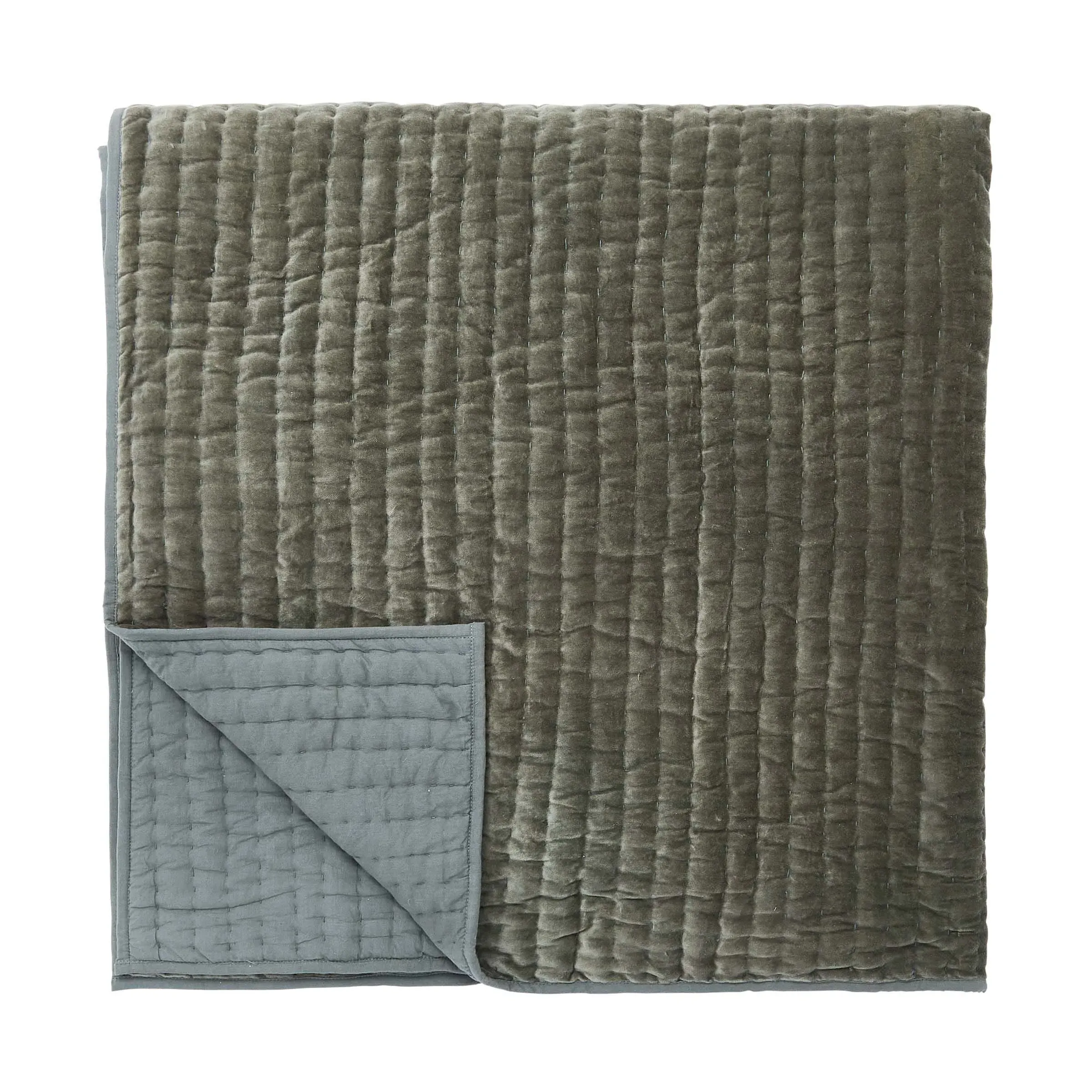 Reya/Emira Hand Quilted Throw - Olive, Velvet product