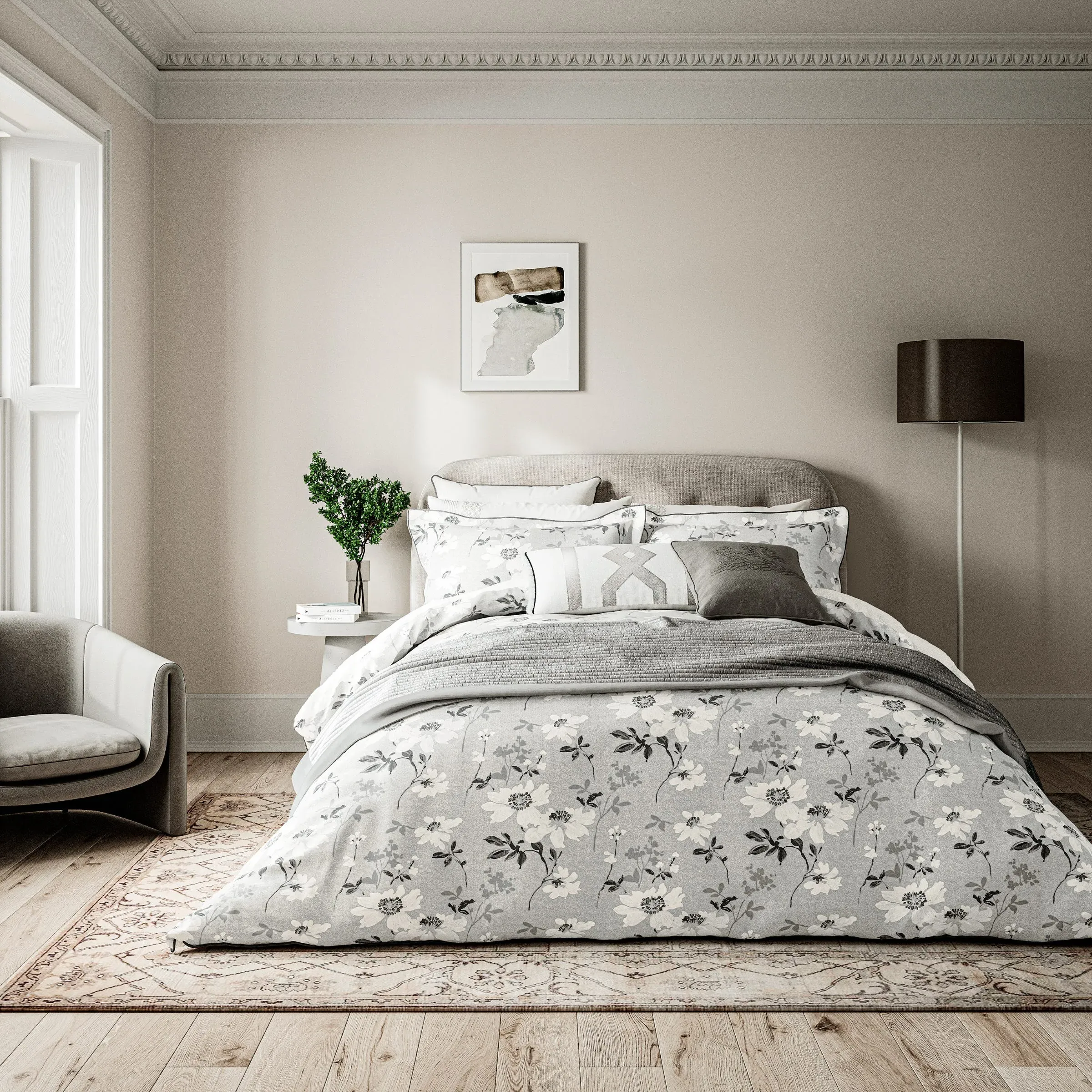 Sefa King Size Duvet Cover Set - White, Silver alternate view