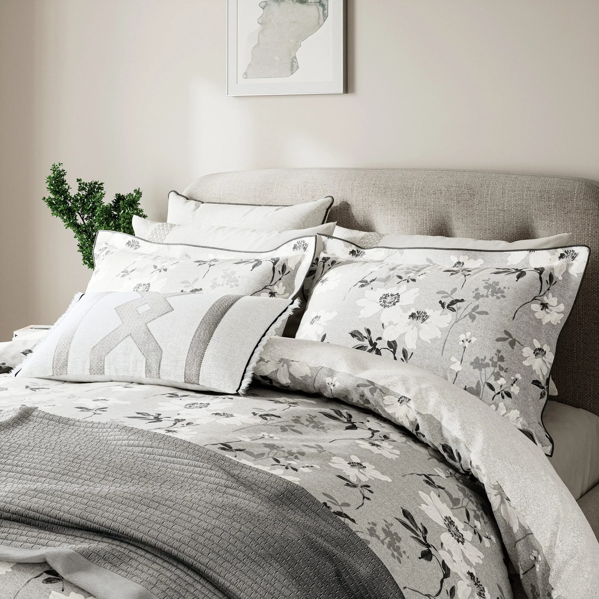 Sefa King Size Duvet Cover Set - White, Silver product
