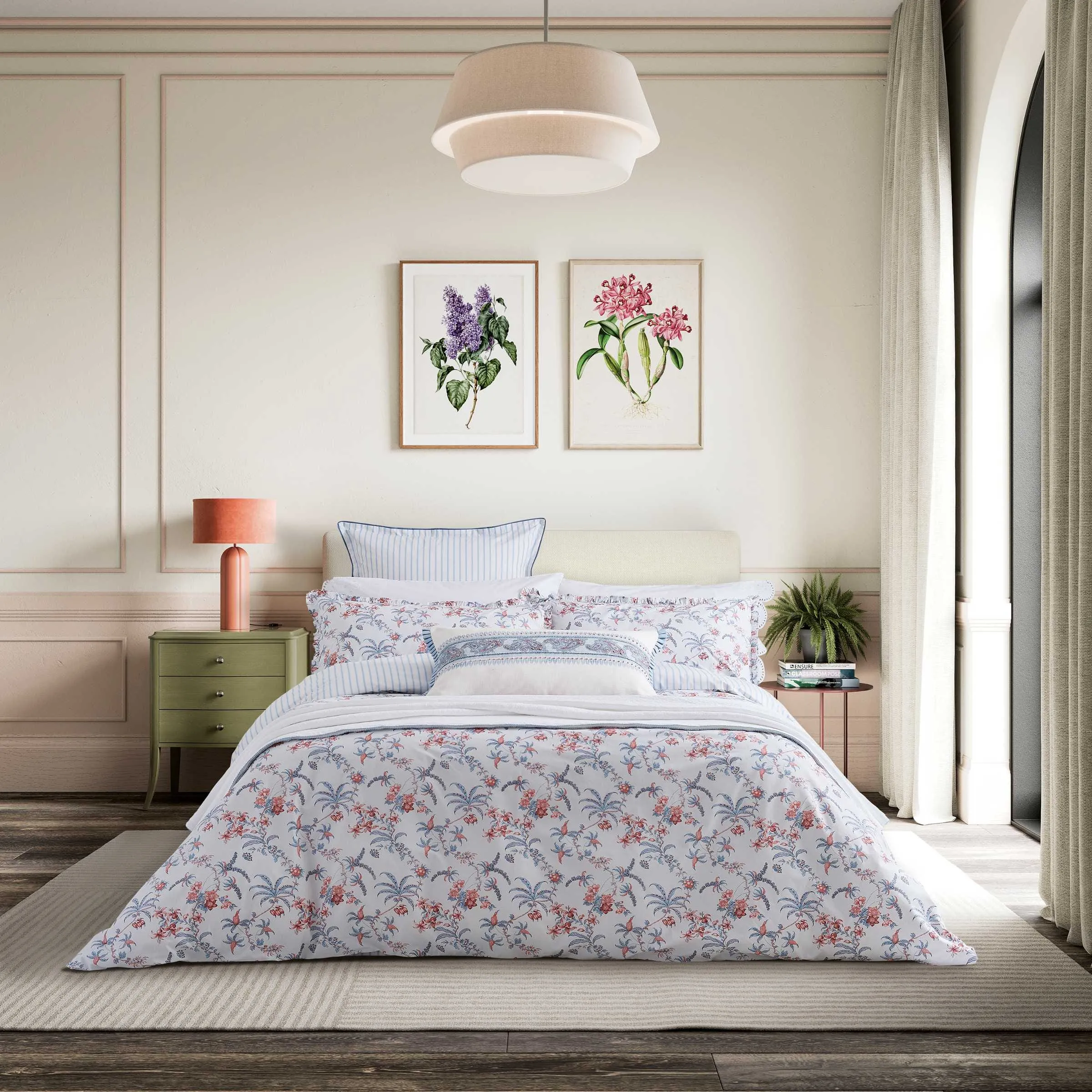 Seren Single Duvet Cover Set - Blue/Pink, Cotton Percale alternate view