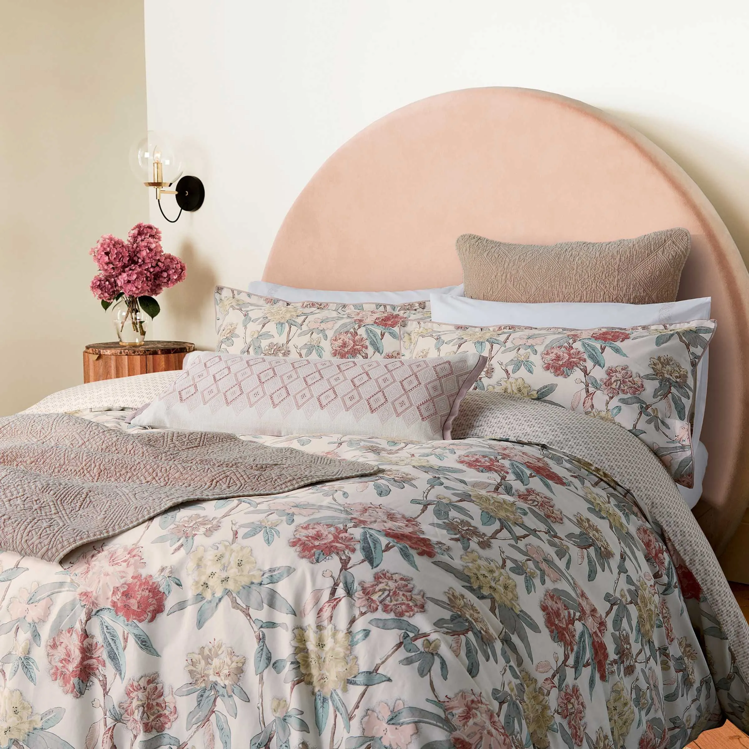Sham Pillowcase with Embroidery - Coral