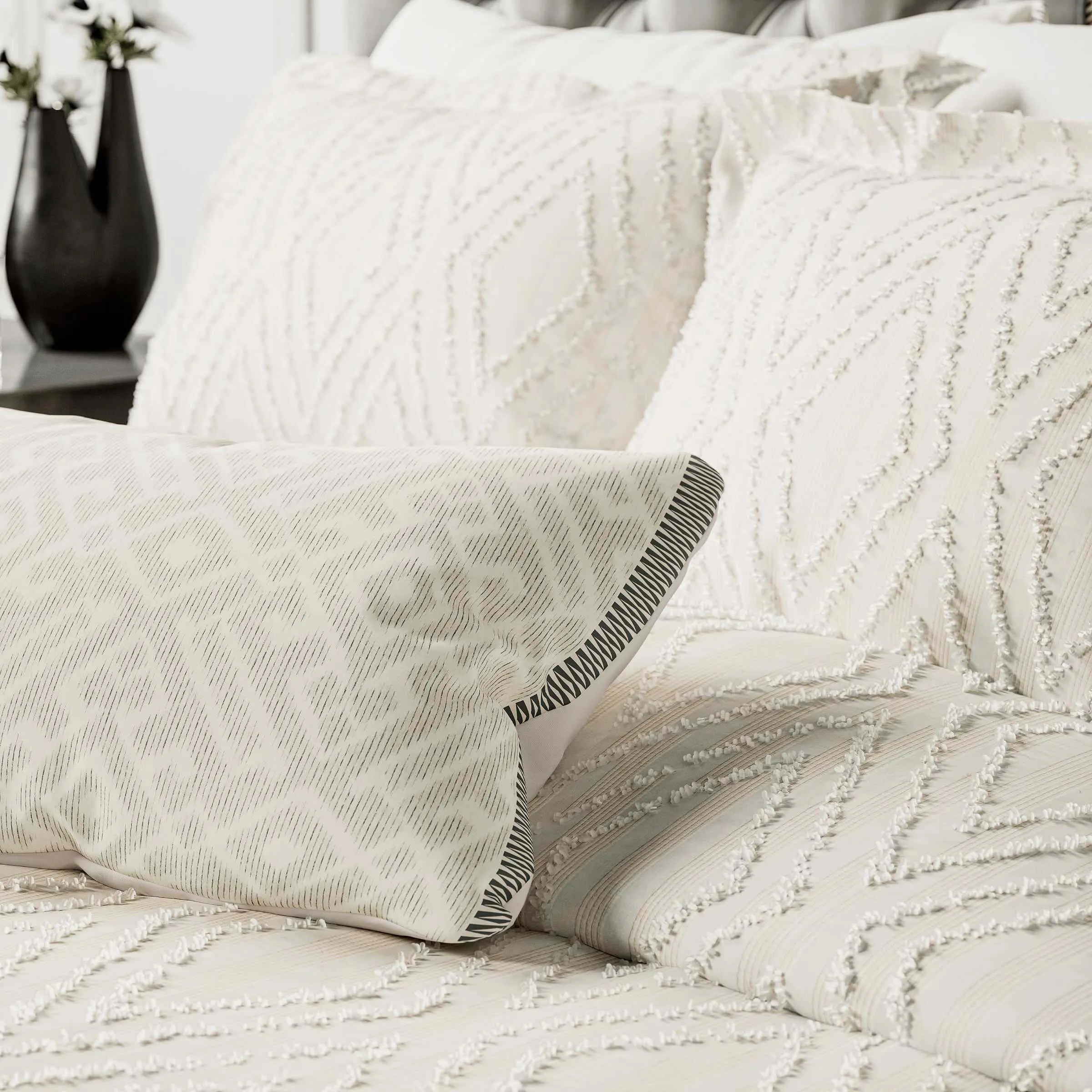 Single Duvet Cover Clipped Weave - Chalk, Cotton