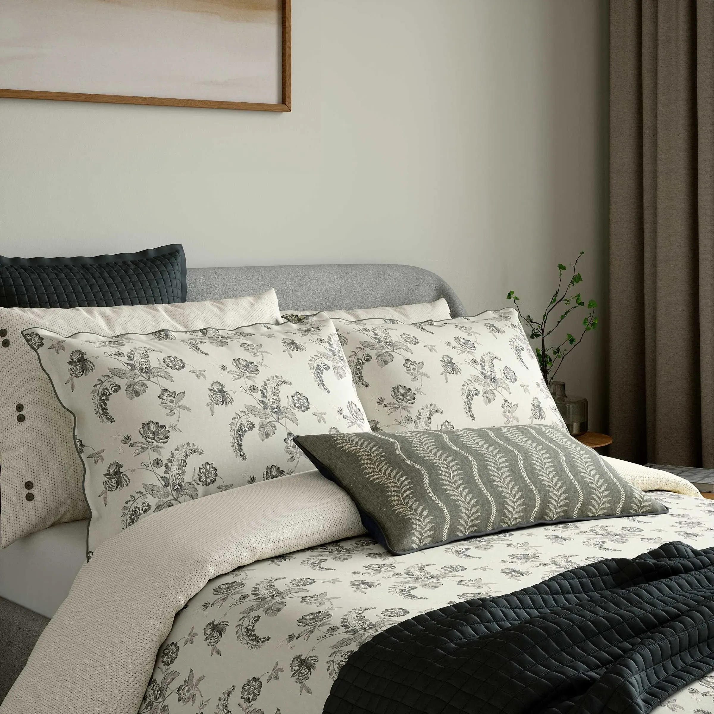 Single Duvet Cover Set - Charcoal, Cotton image