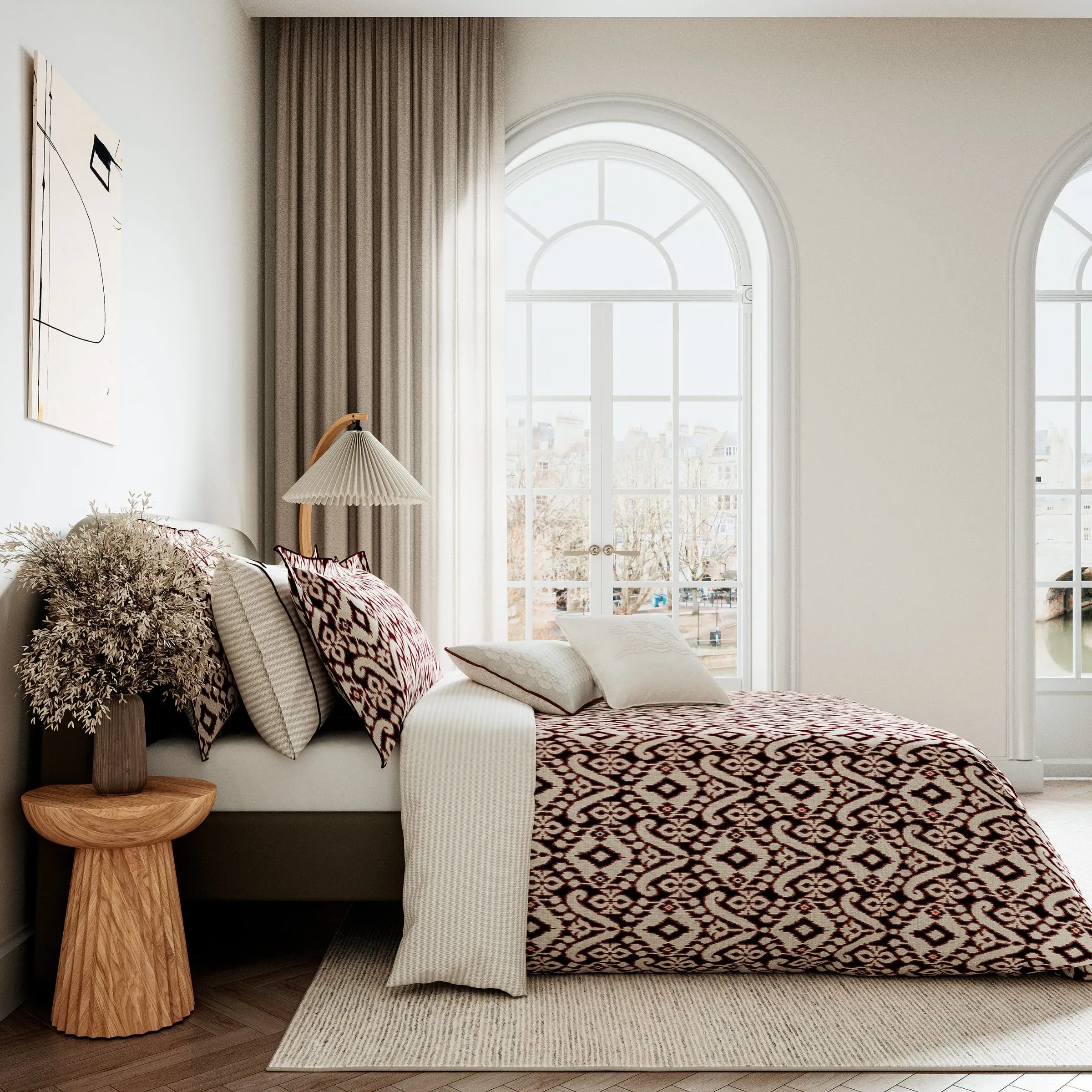 Single Duvet Cover Set Ikat Pattern - Mulberry