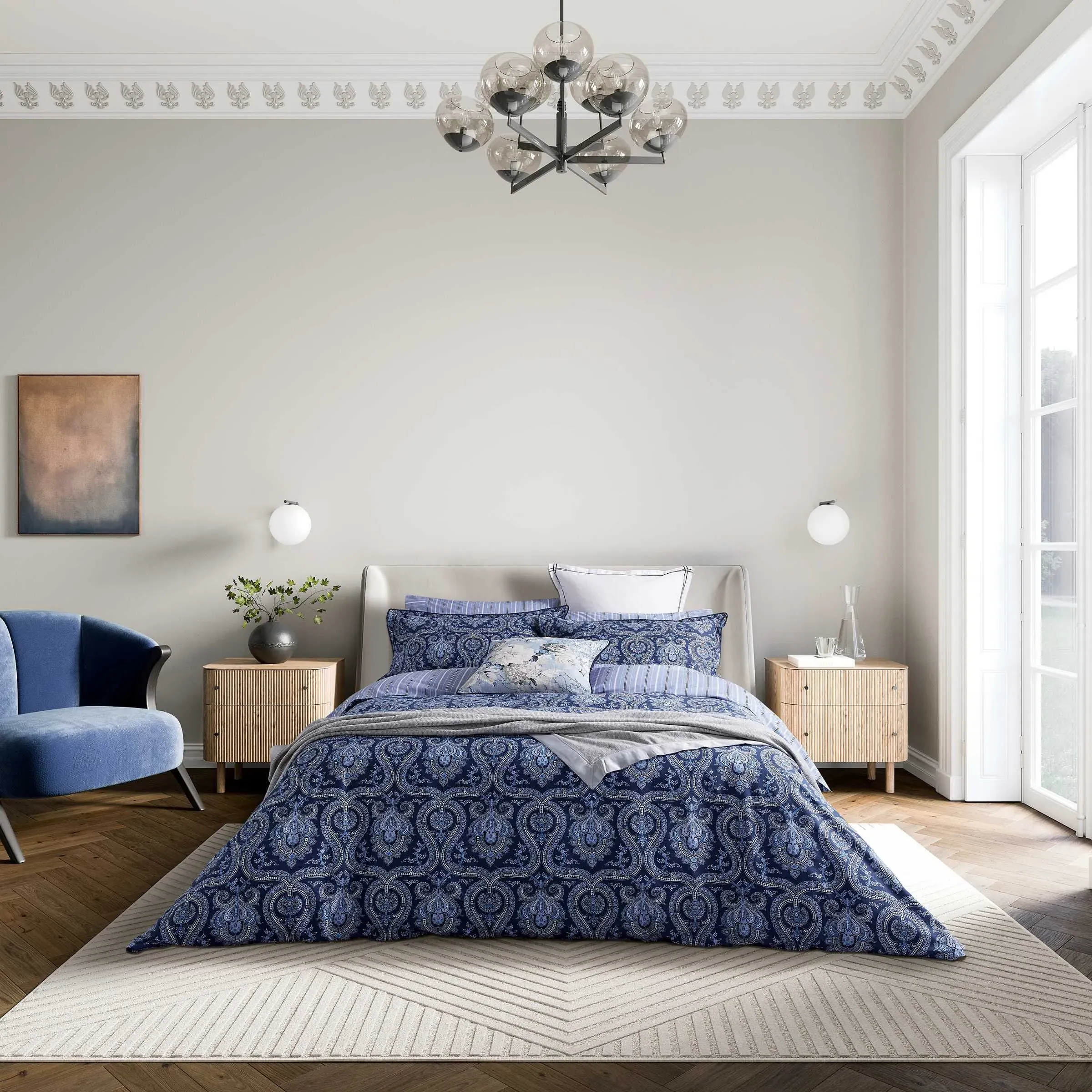 Single Duvet Cover Set - Navy Blue