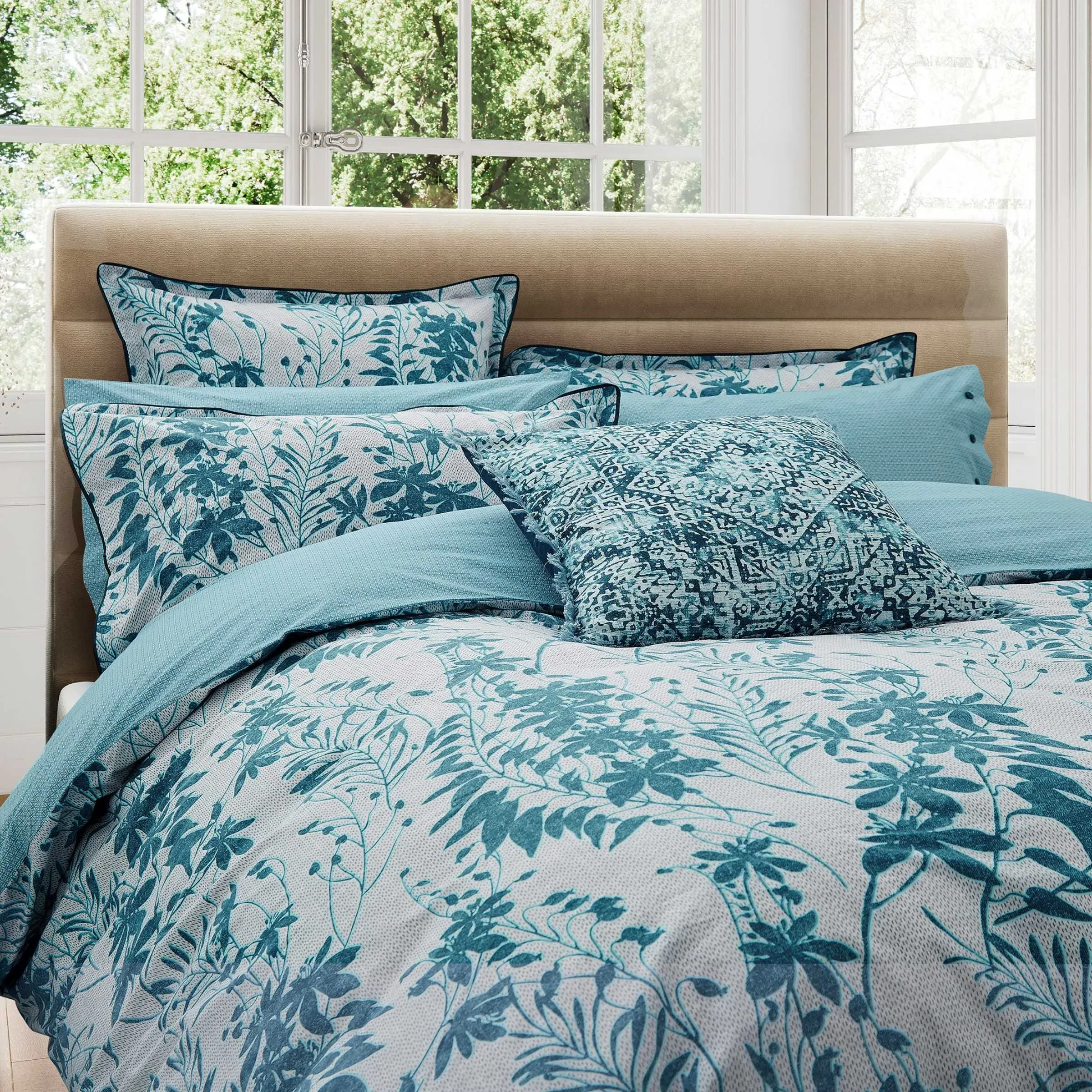 Single Duvet Cover Set - Teal, Cotton Percale image