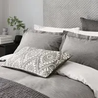 Single Duvet Cover Woven Check - Charcoal, Cotton