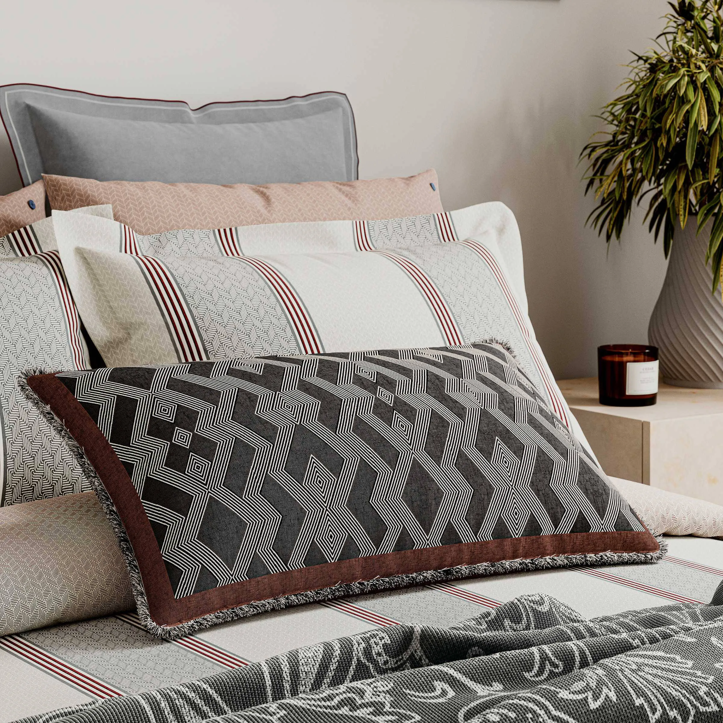 Square Pillowcases Pair - Grey, Cotton Sateen alternate view