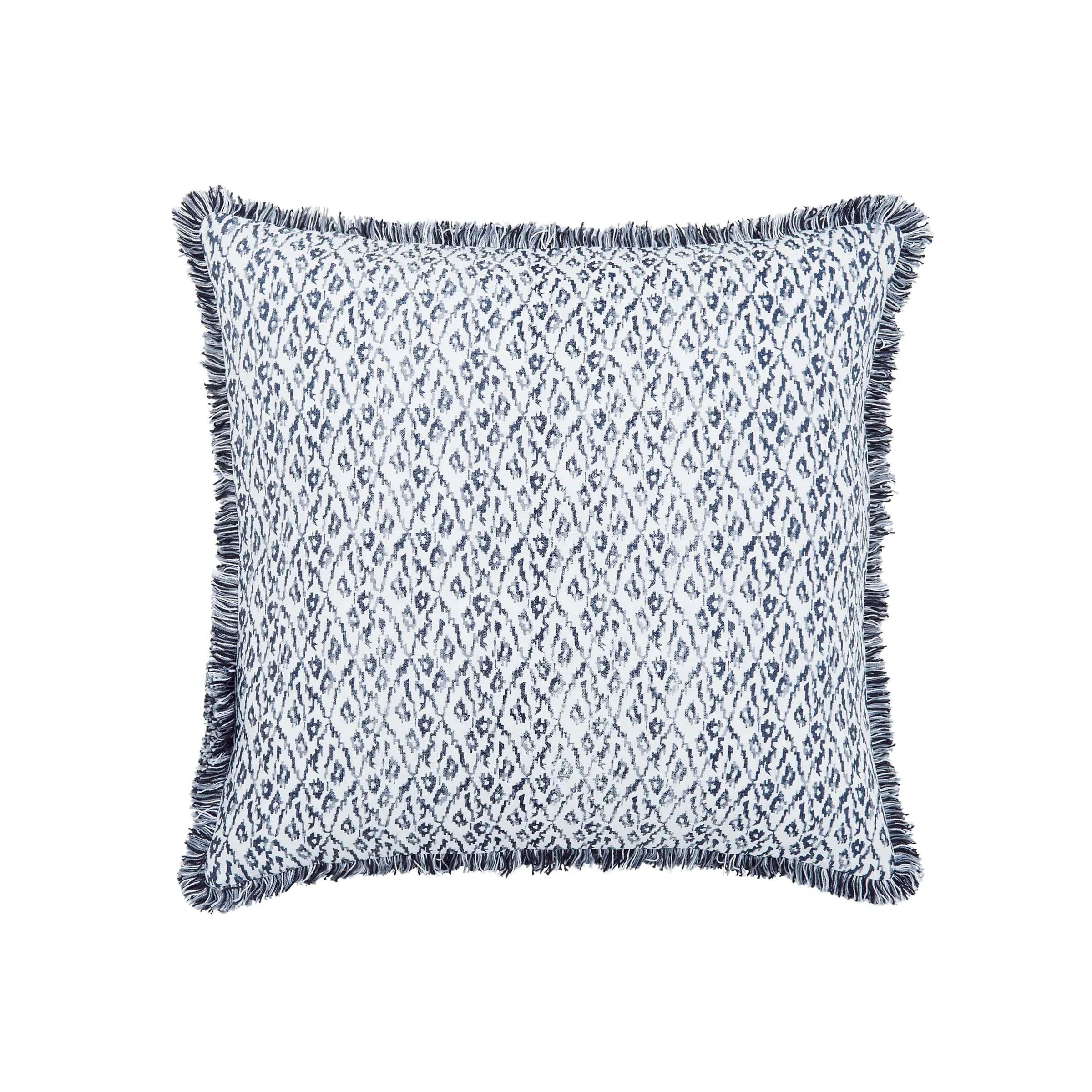 Square Cushion with Floral Pattern - Blue, Cotton image