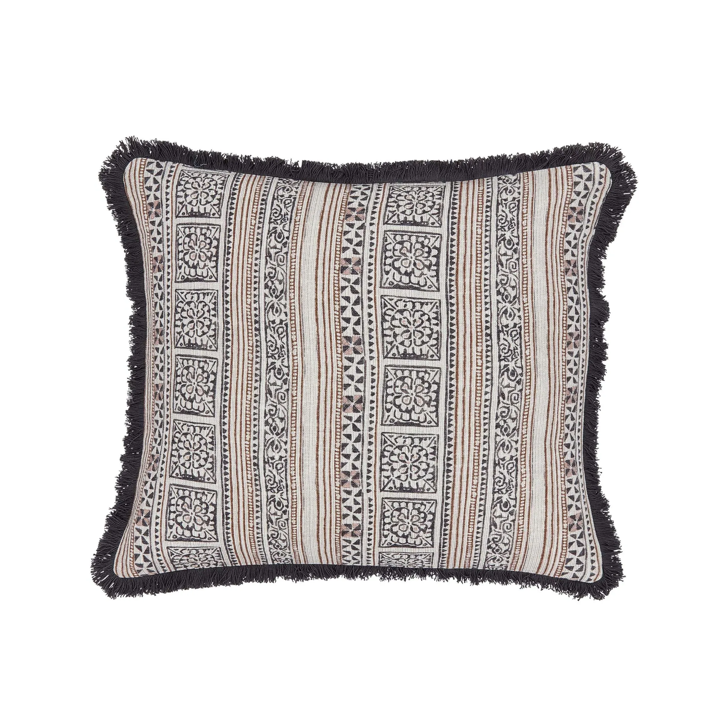 Square Cushion with Fringe - Charcoal, Digital Print image