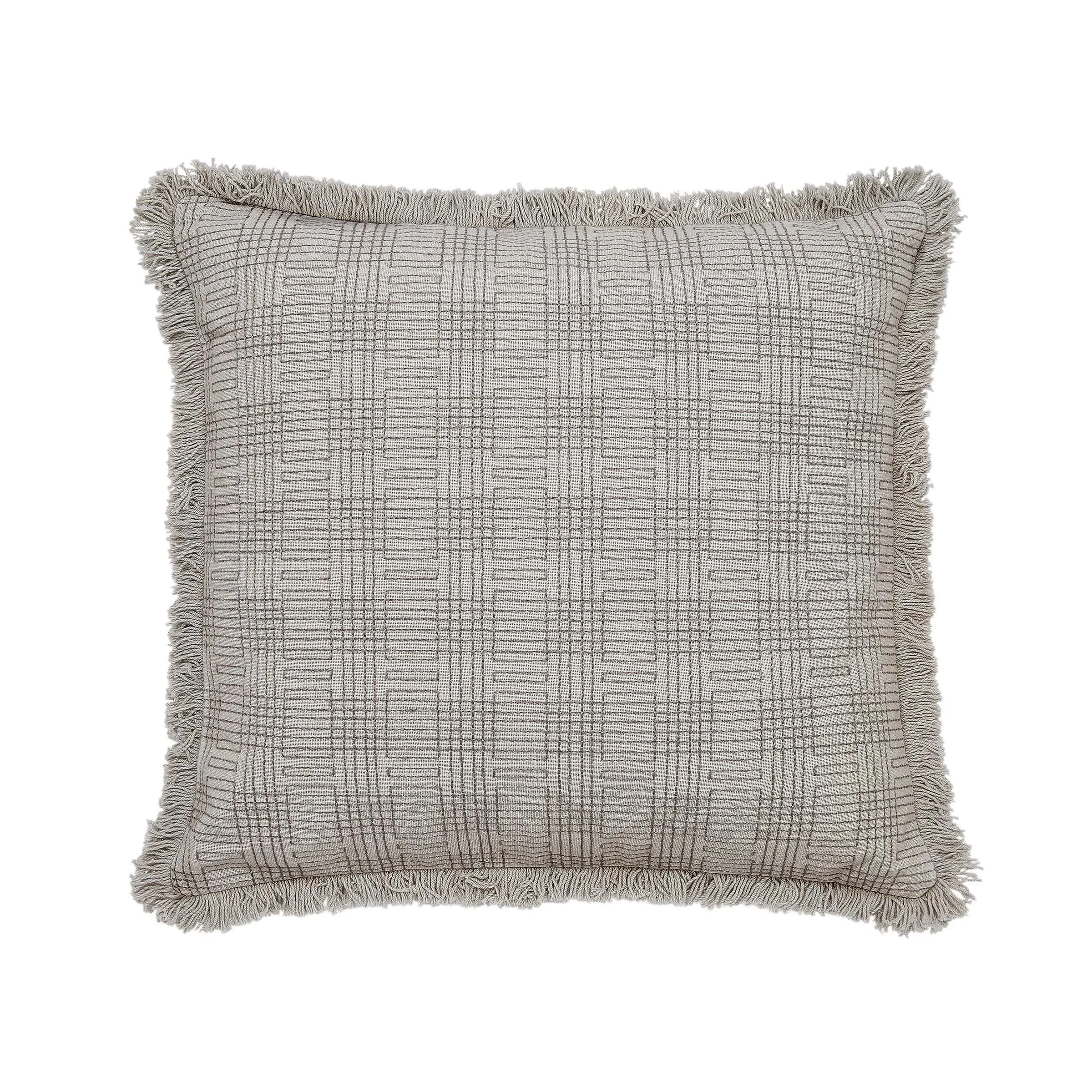Square Cushion with Fringe - Linen, Cotton