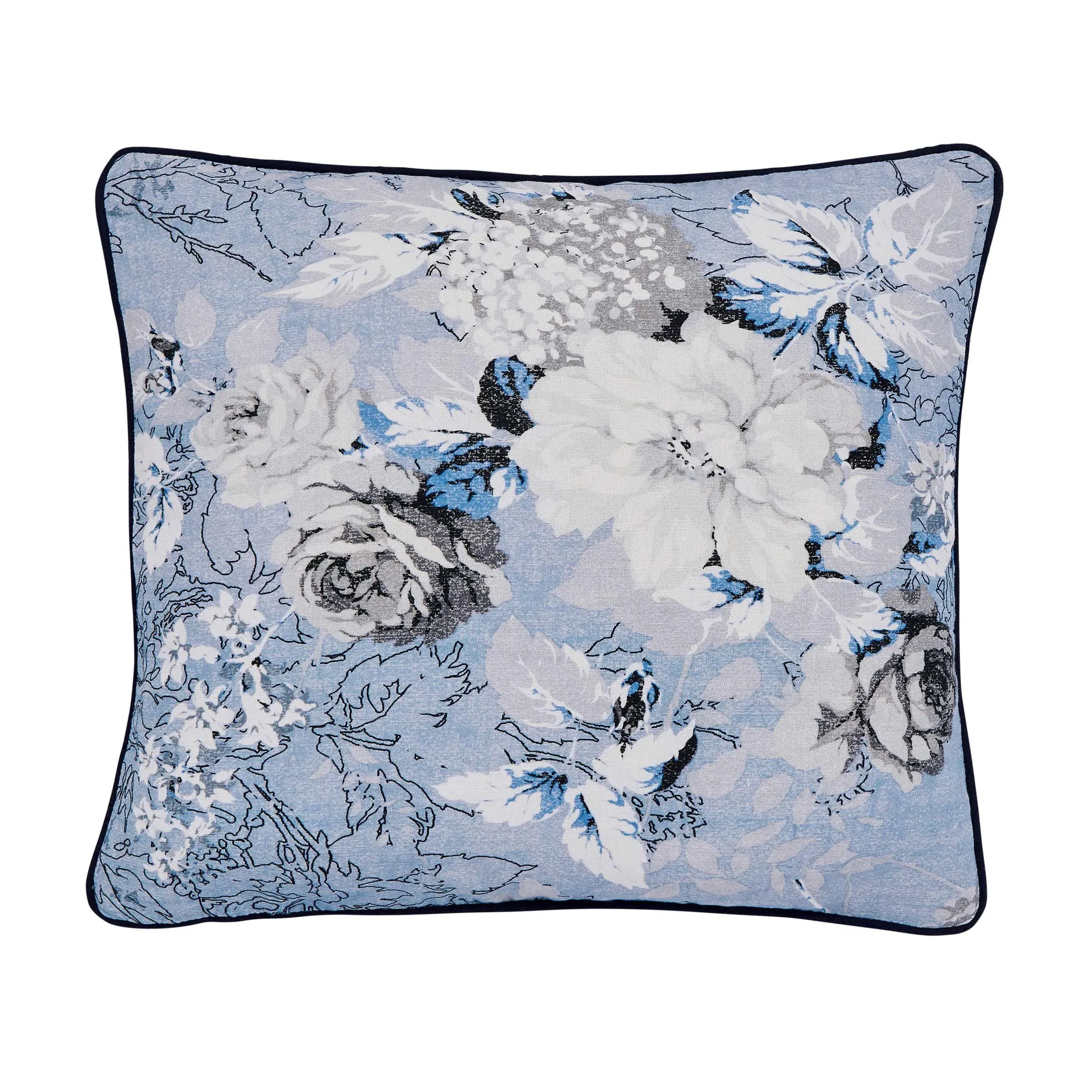 Square Cushion with Paisley Design - Navy Blue image