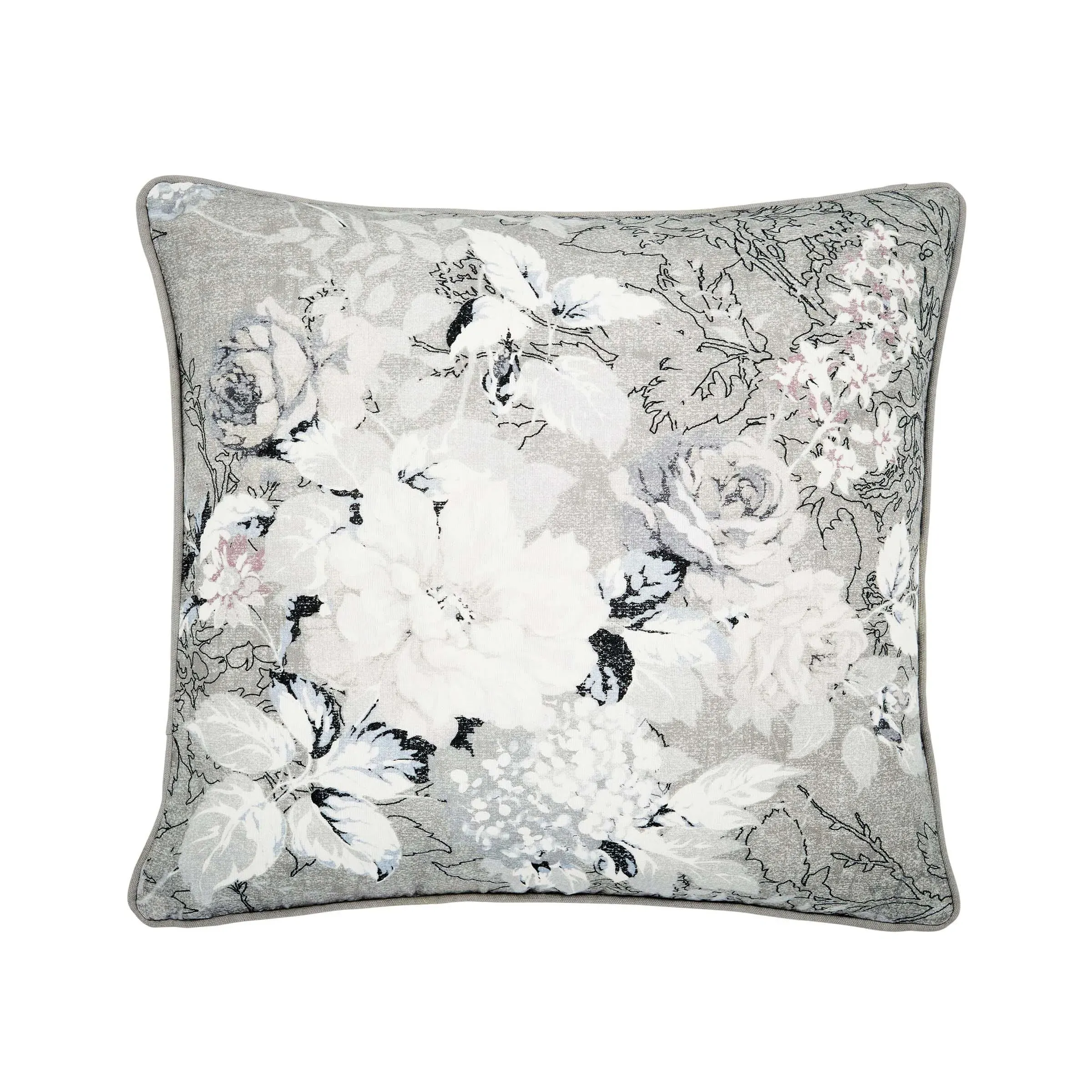 Square Cushion with Paisley Pattern - White, Cotton image