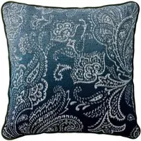 Square Cushion with Stripes - Teal, Cotton
