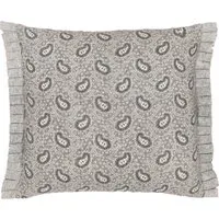 Square Cushion with Swirl Print - Grey, Linen