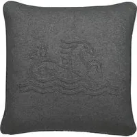 Square Knit Cushion with Logo - Charcoal, Cotton
