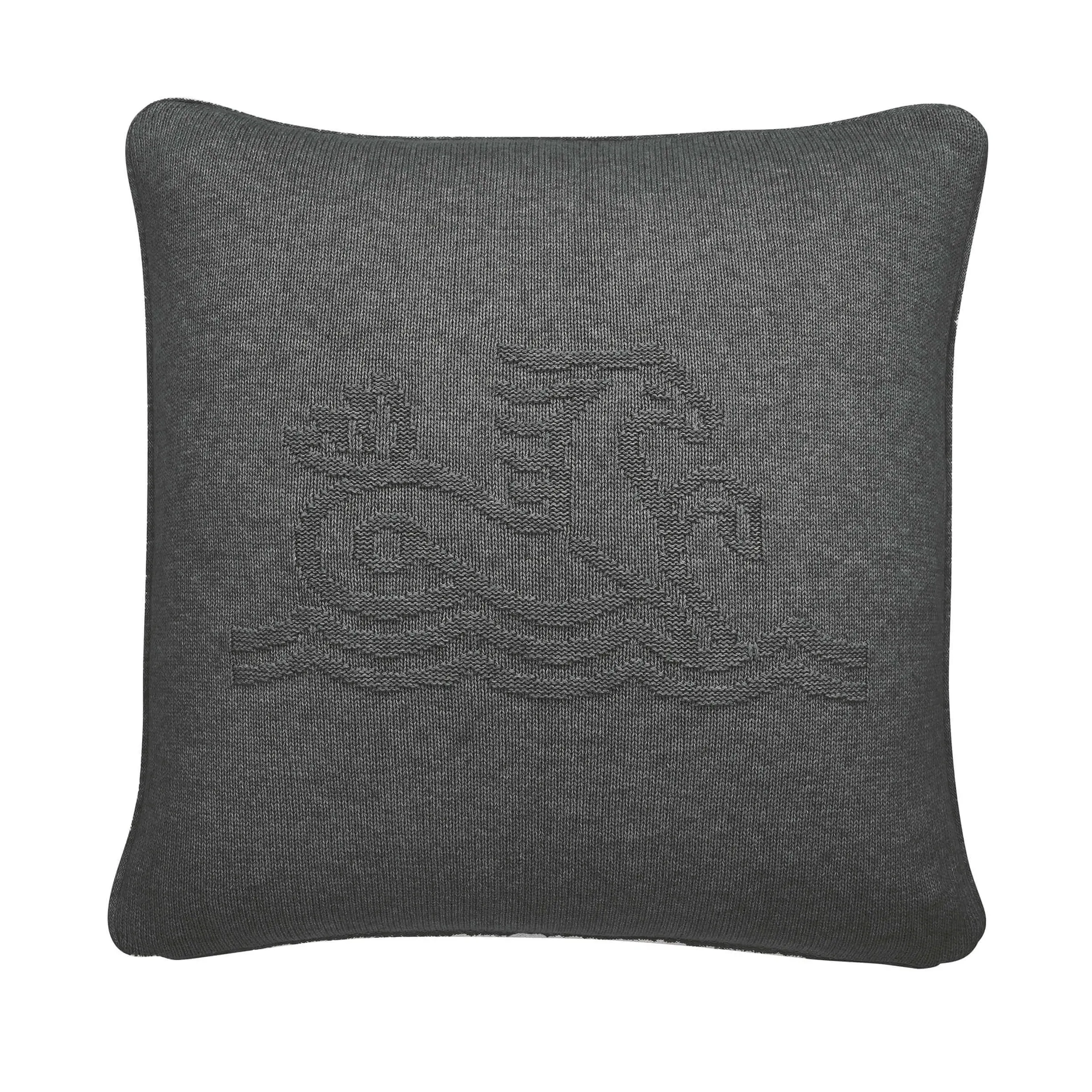 Square Knit Cushion with Logo - Charcoal, Cotton image