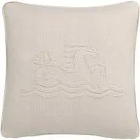 Square Knit Cushion with Logo - Linen, Cotton