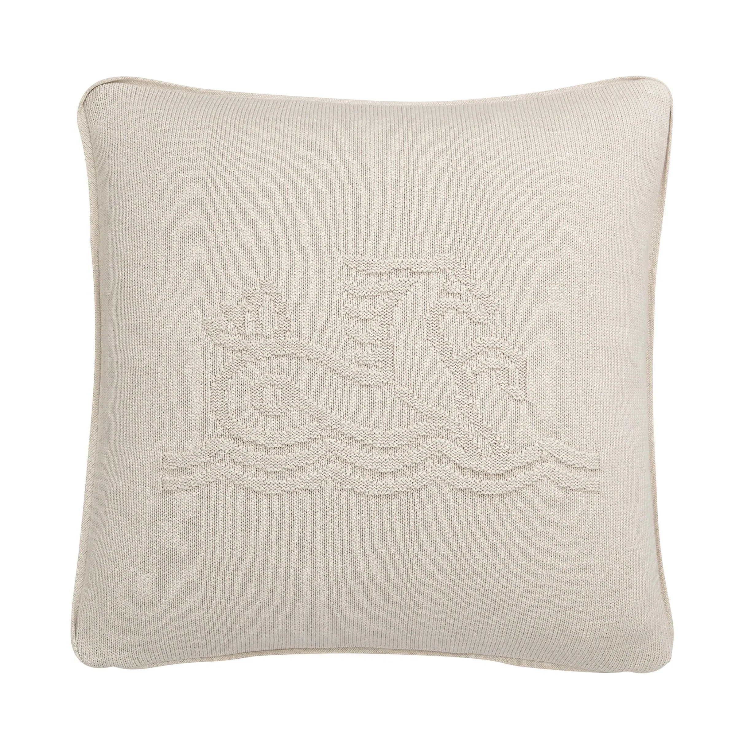 Square Knit Cushion with Logo - Linen, Cotton