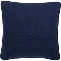 Square Knit Cushion with Logo - Midnight, Cotton