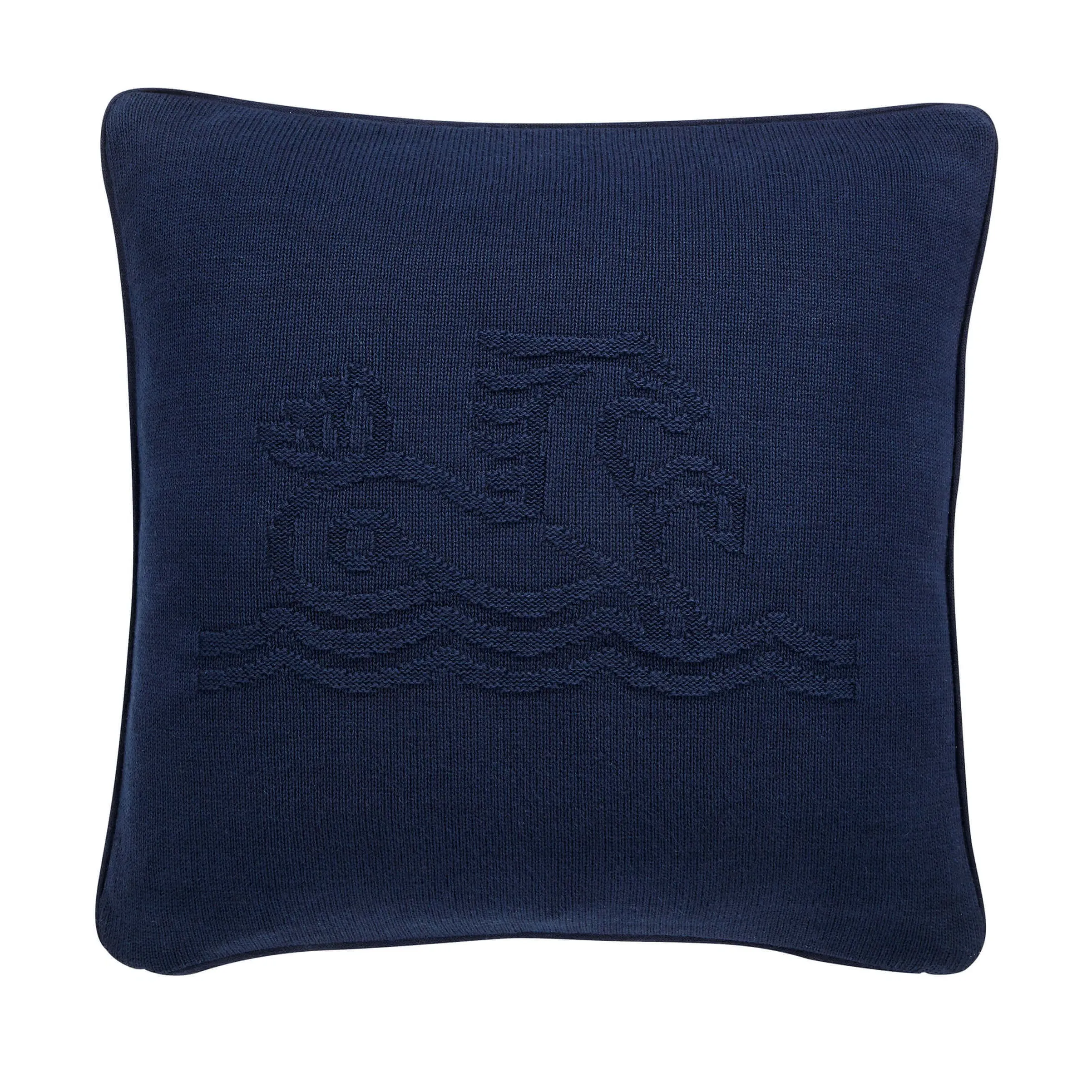 Square Knit Cushion with Logo - Midnight, Cotton