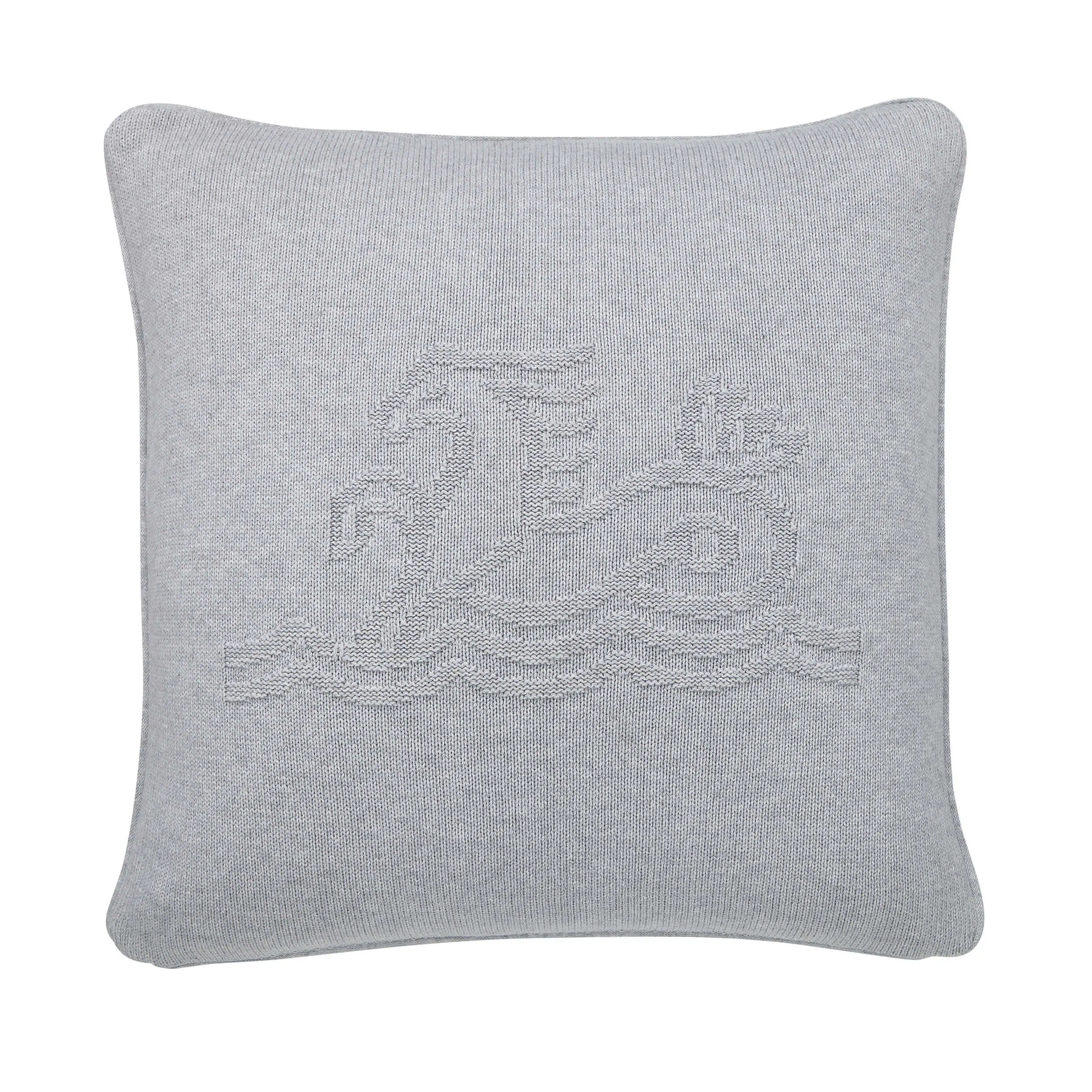 Square Knit Cushion with Logo - Silver, Cotton