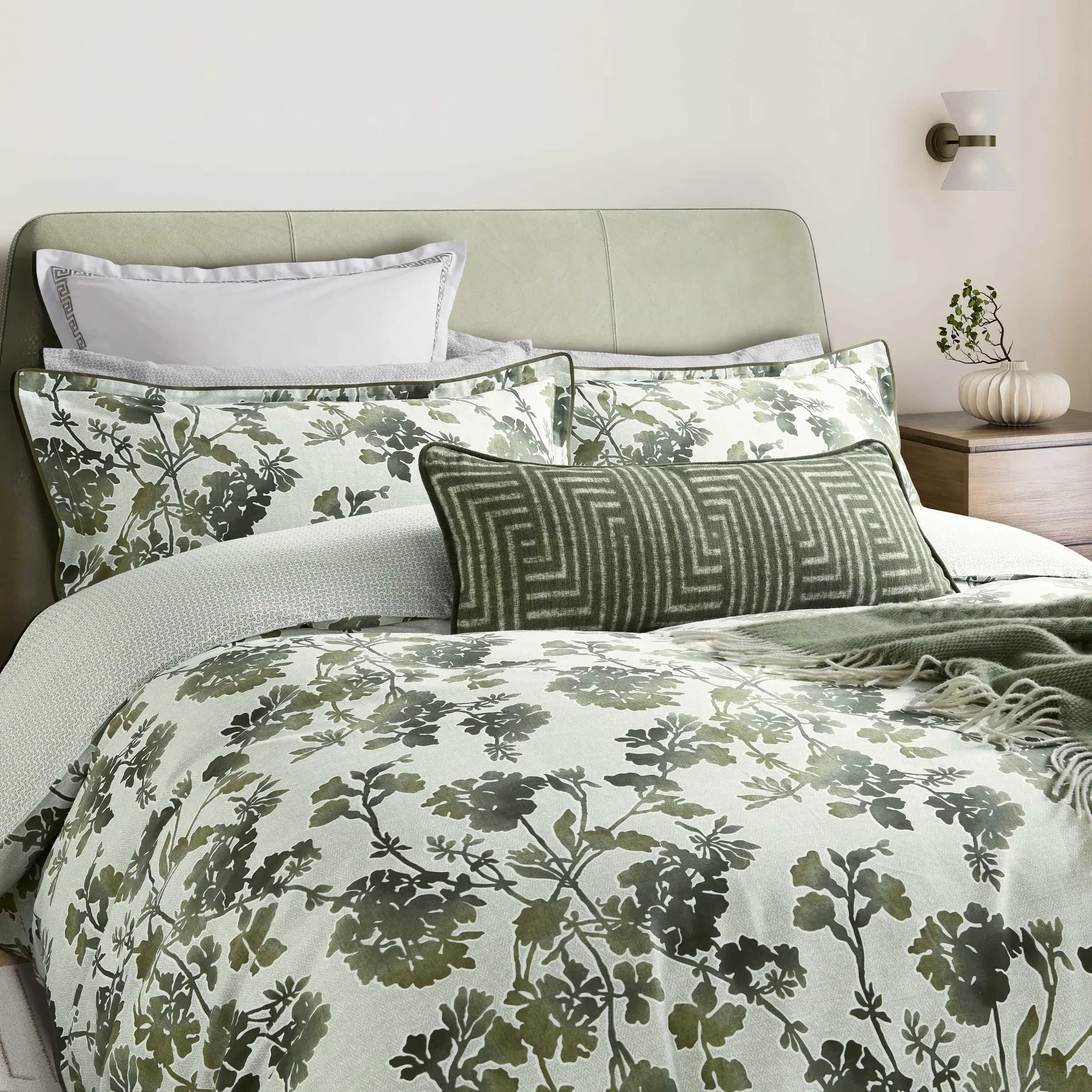 Square Oxford Pillowcases - Green, Cotton