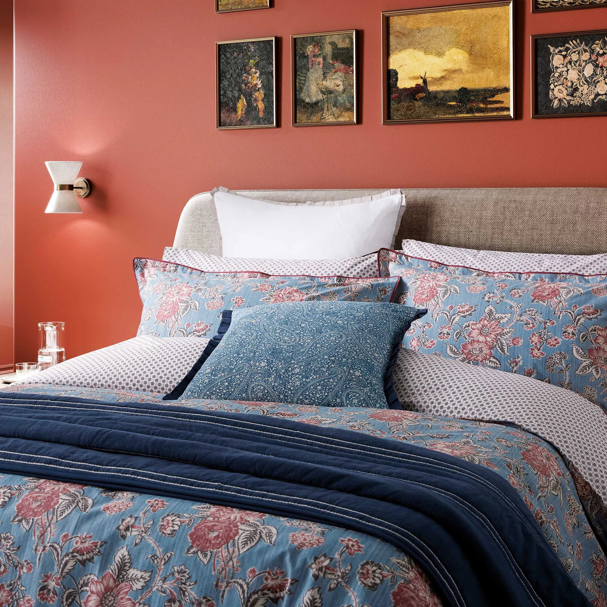 Standard Pillowcases with Oxford Edge - Blue, Cotton