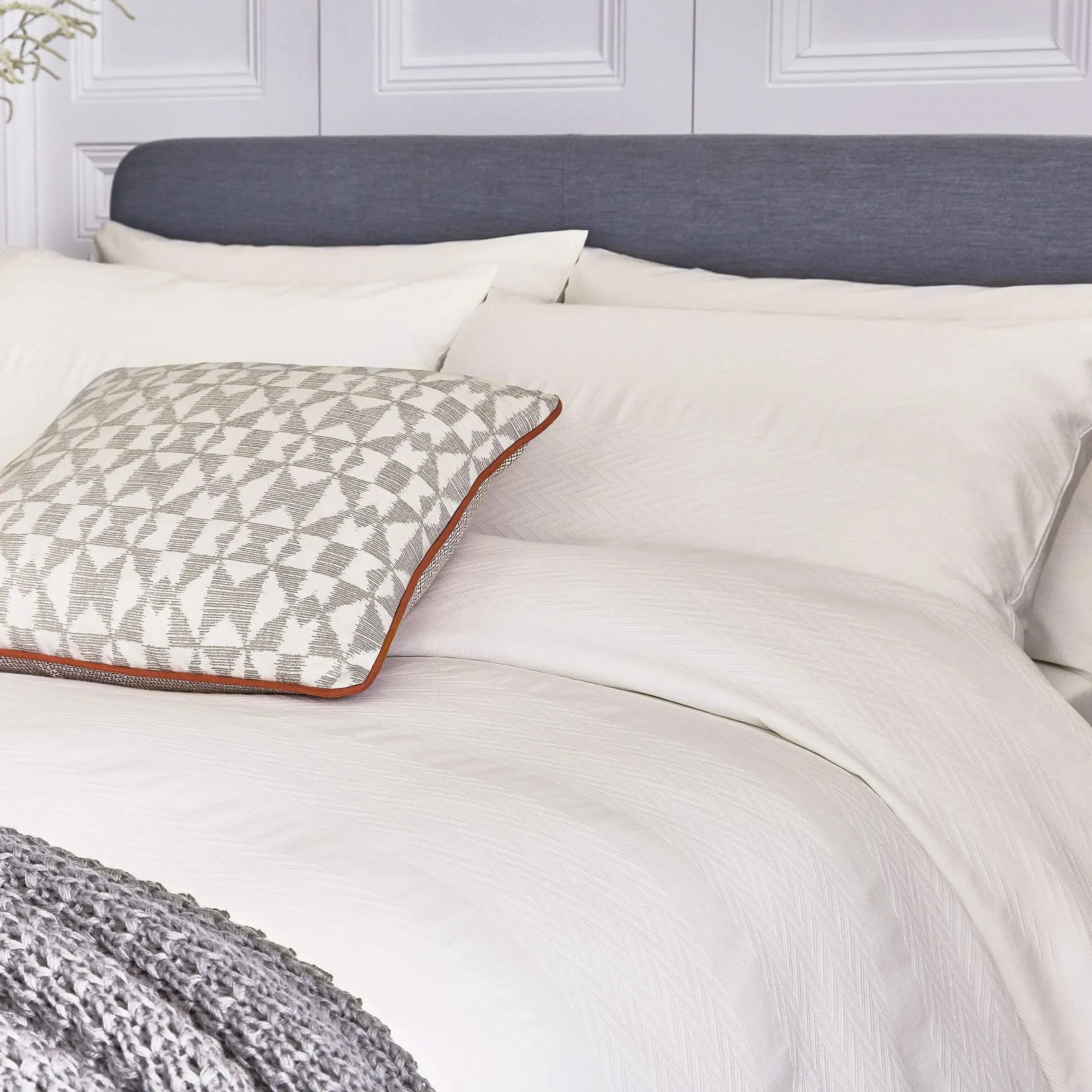 Super King Duvet Cover Chevron - Chalk