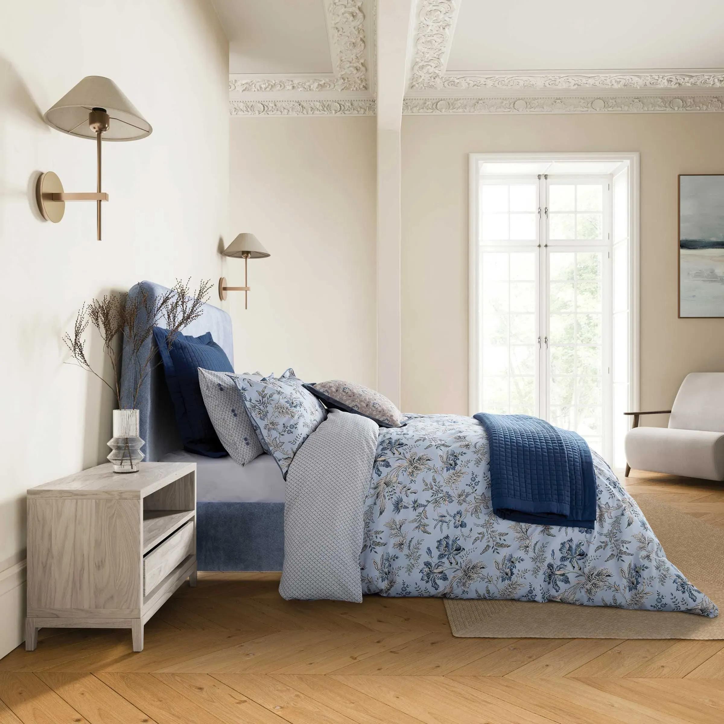 Super King Duvet Cover Set - Blue, Cotton