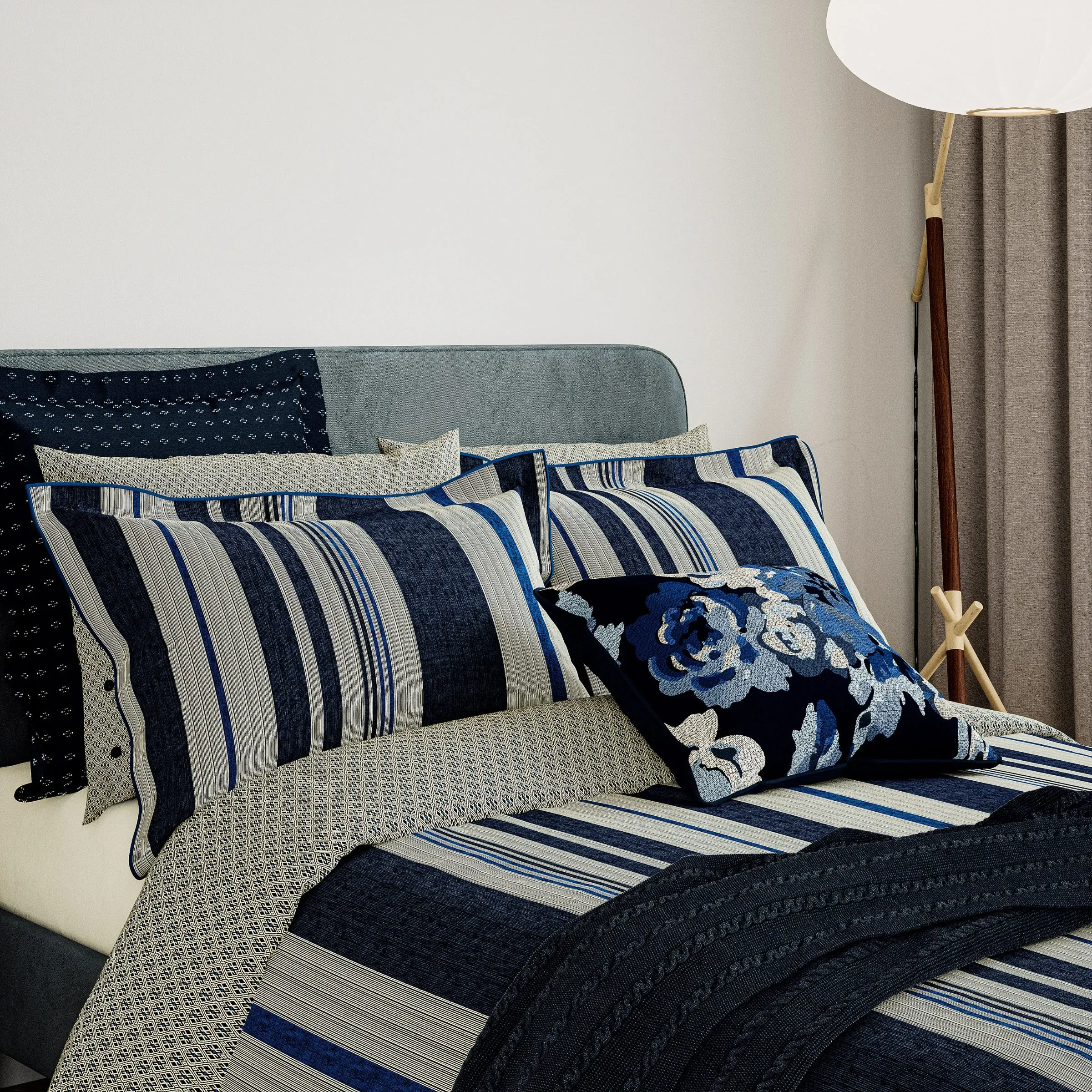 Super King Duvet Cover Set - Navy, Cotton image