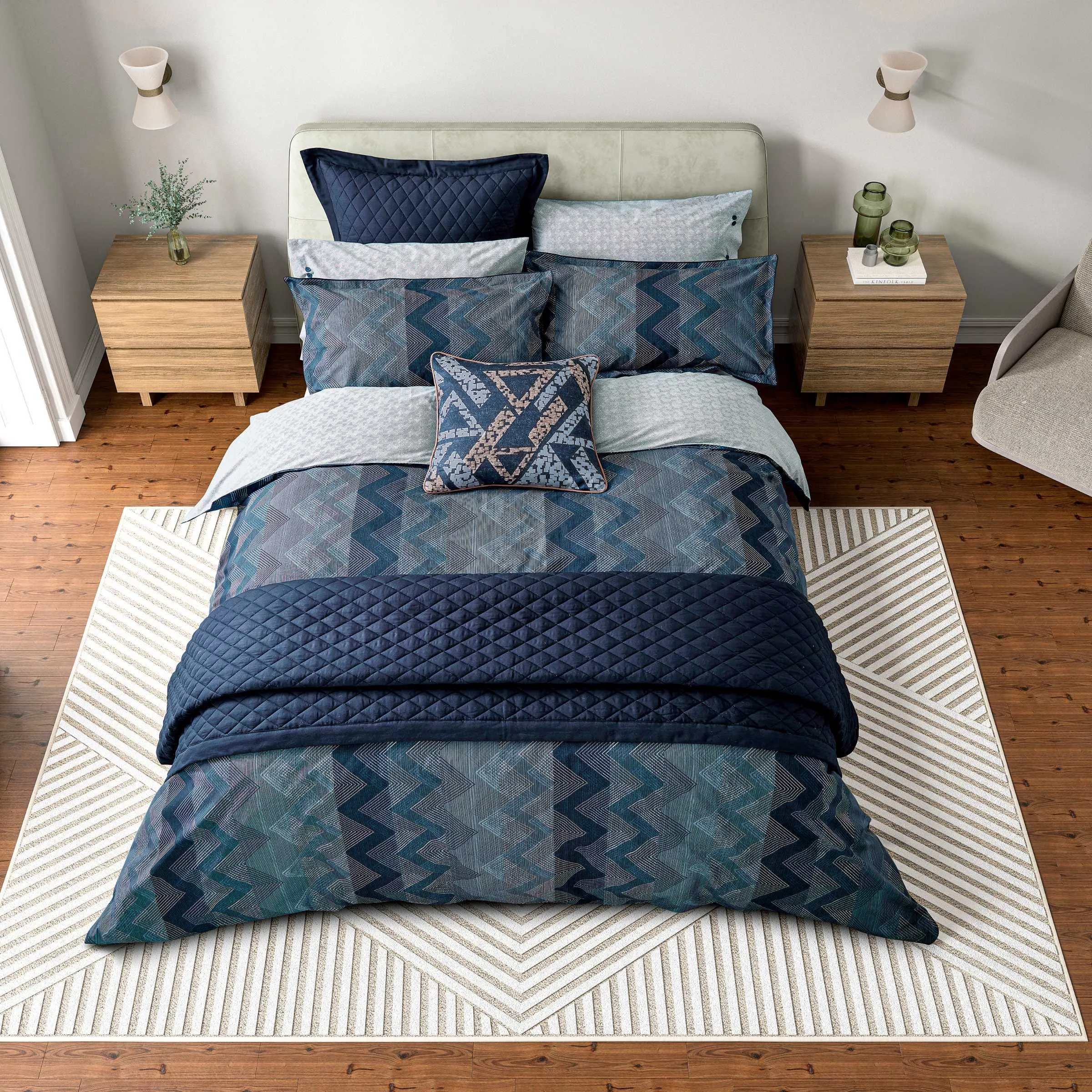 Sutton Pair of Standard Pillowcases - Denim Blue, Cotton alternate view