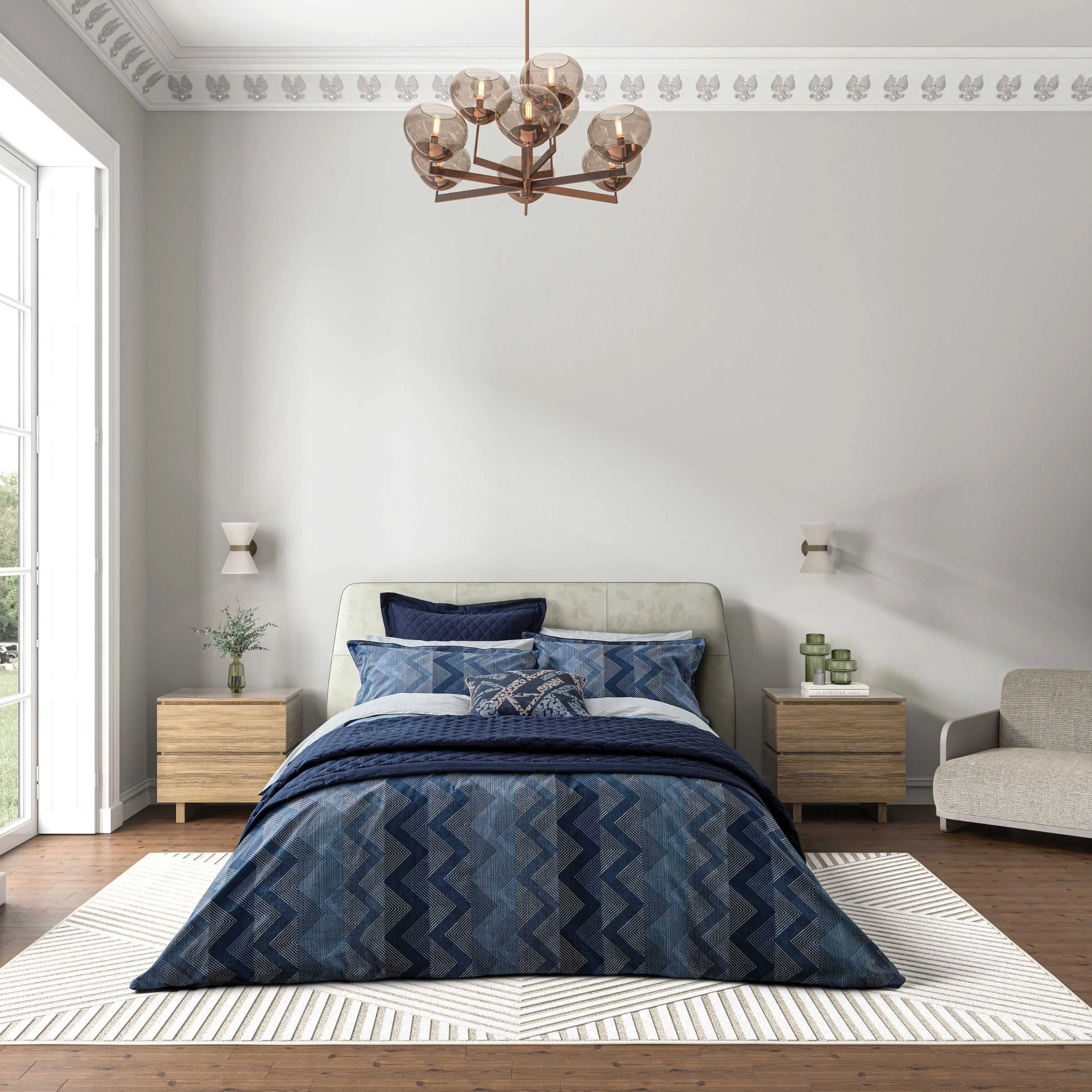 Sutton Single Duvet Cover Set - Denim Blue, Cotton Percale alternate view