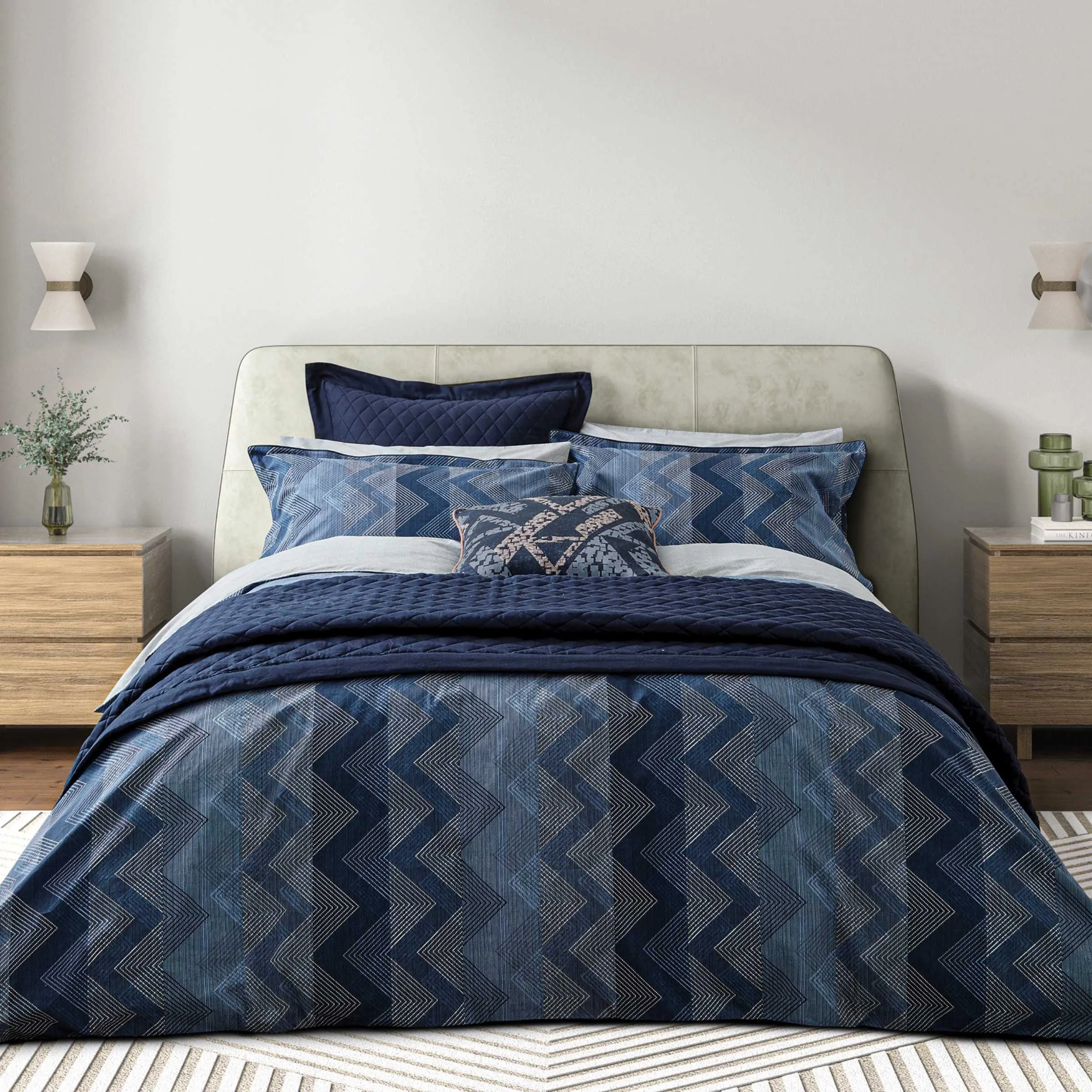 Sutton Single Duvet Cover Set - Denim Blue, Cotton Percale product