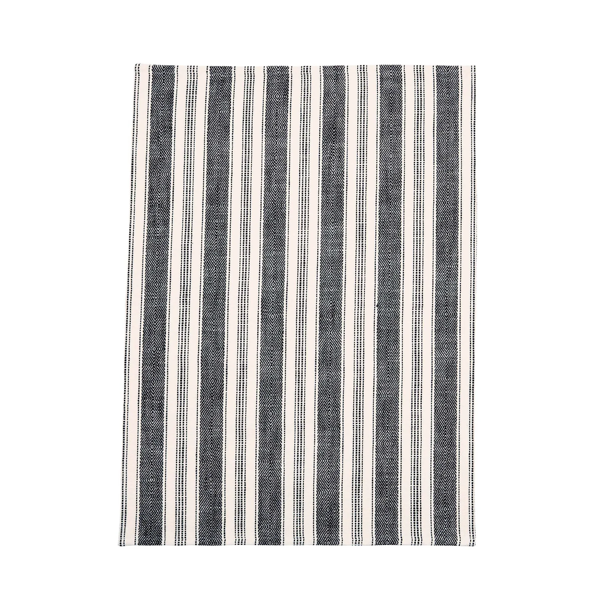 Tea Towel Set with Bold Stripes - Charcoal, Cotton
