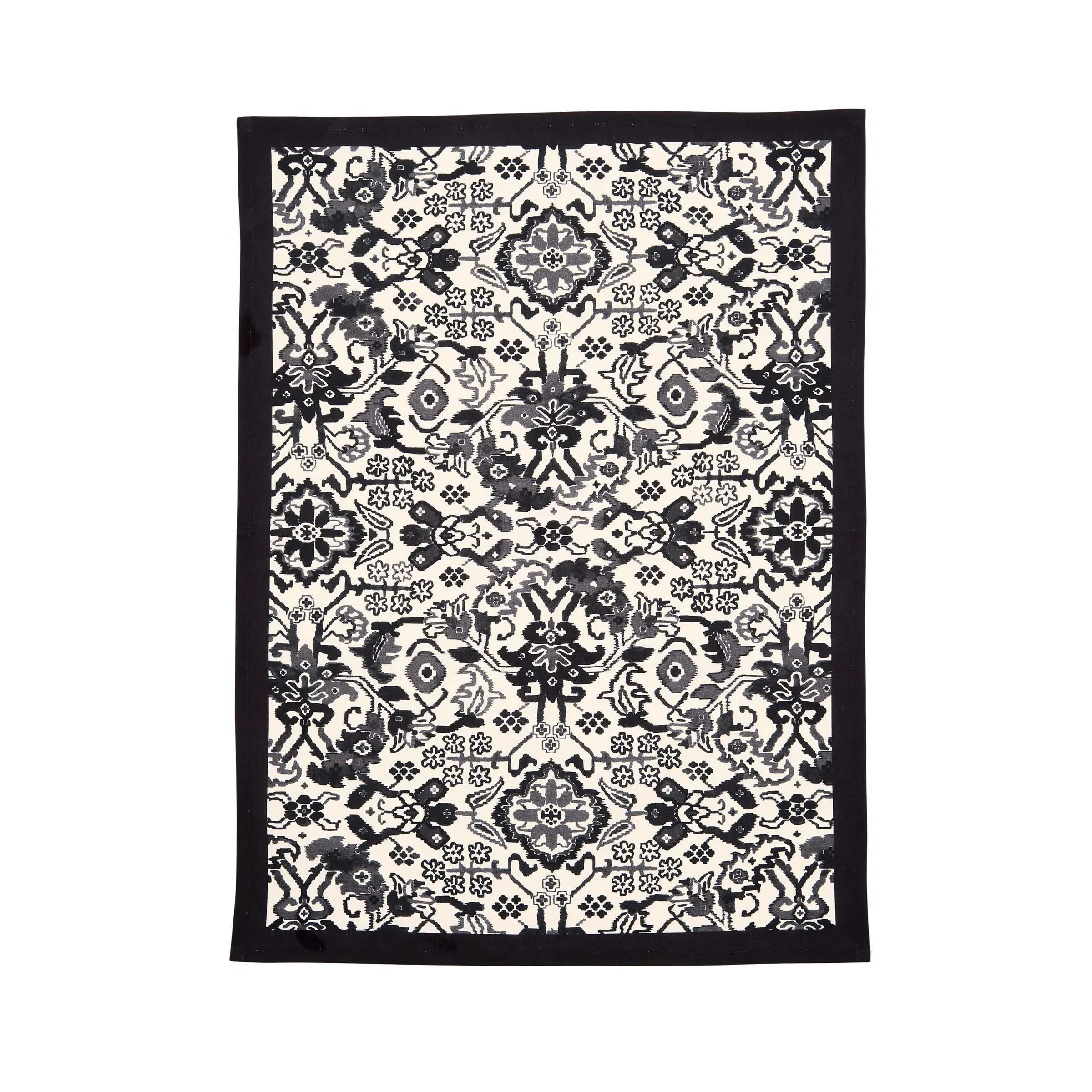 Tea Towel Set with Ethnic Print - Charcoal, Cotton image