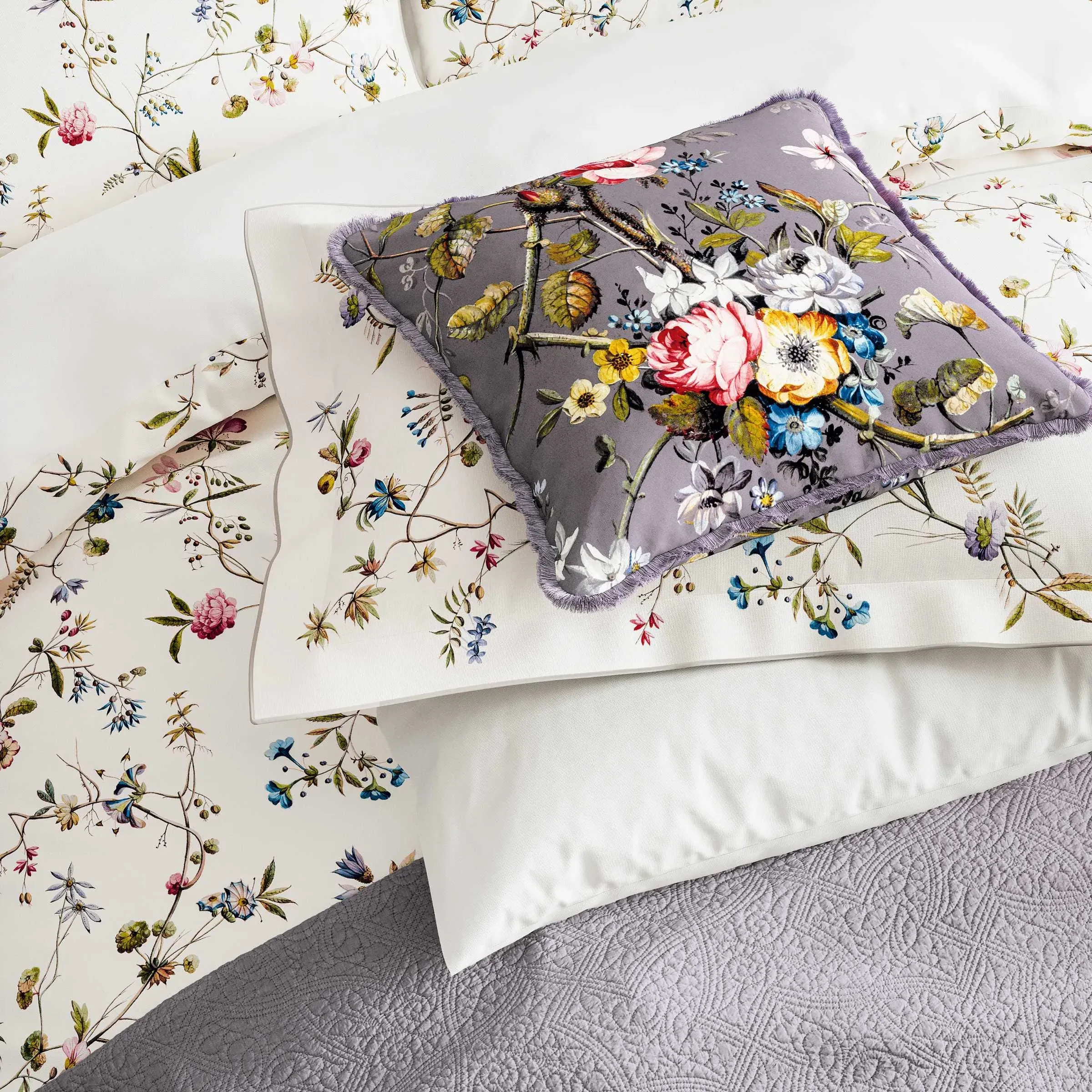 Square Cushion with Floral Pattern - Multi alternate view