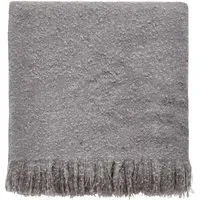 Woven Throw with Fringe Detail - Silver, Cotton