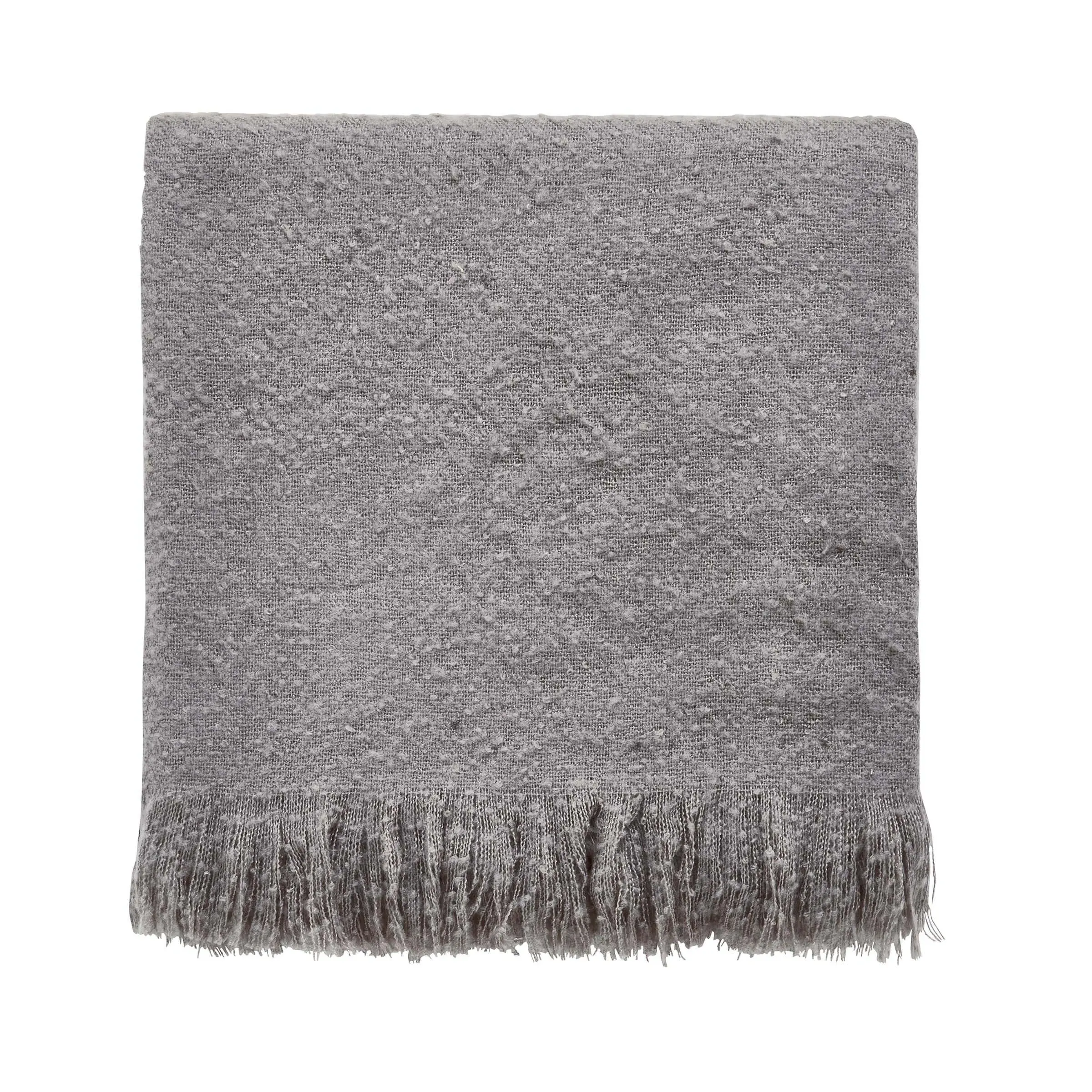 Woven Throw with Fringe Detail - Silver, Cotton image