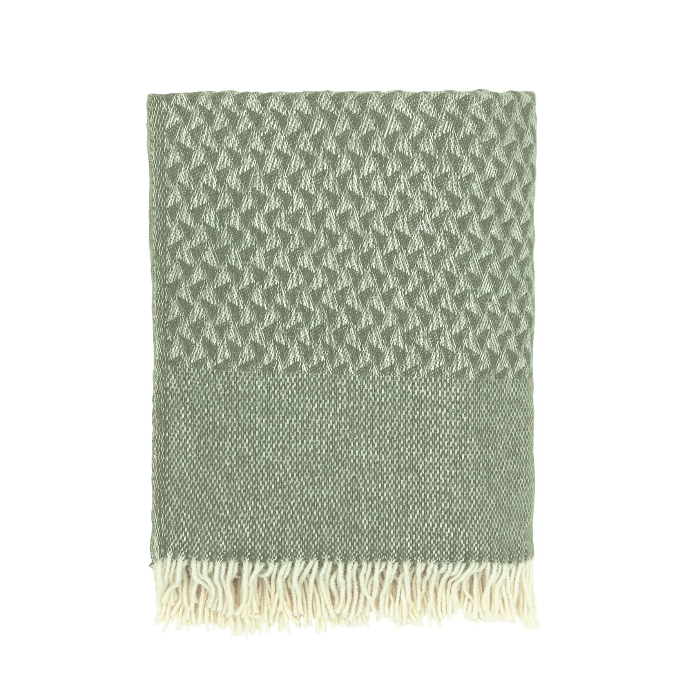 Woven Throw with Fringe - Green, Wool image