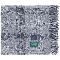 Woven Throw with Fringe - Grey, Wool
