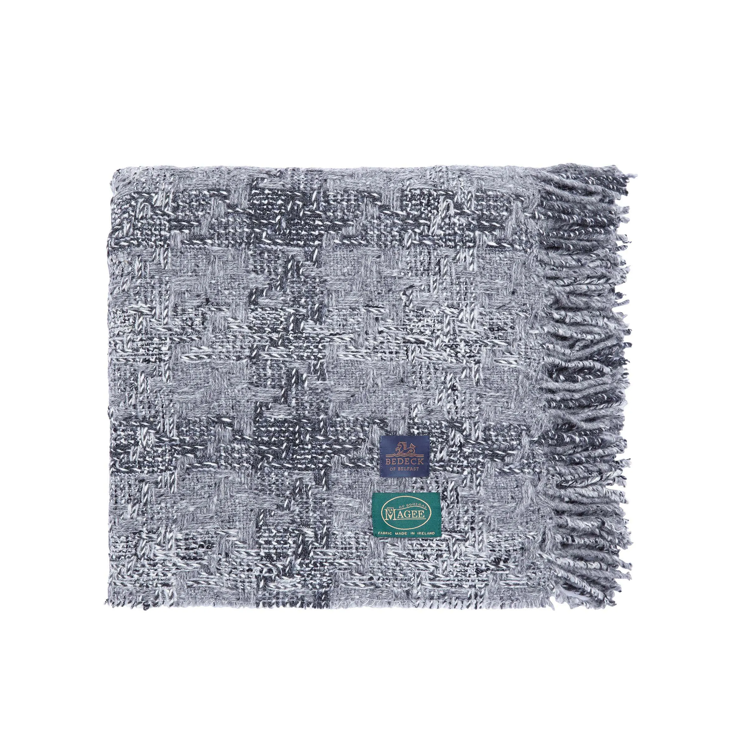 Woven Throw with Fringe - Grey, Wool image
