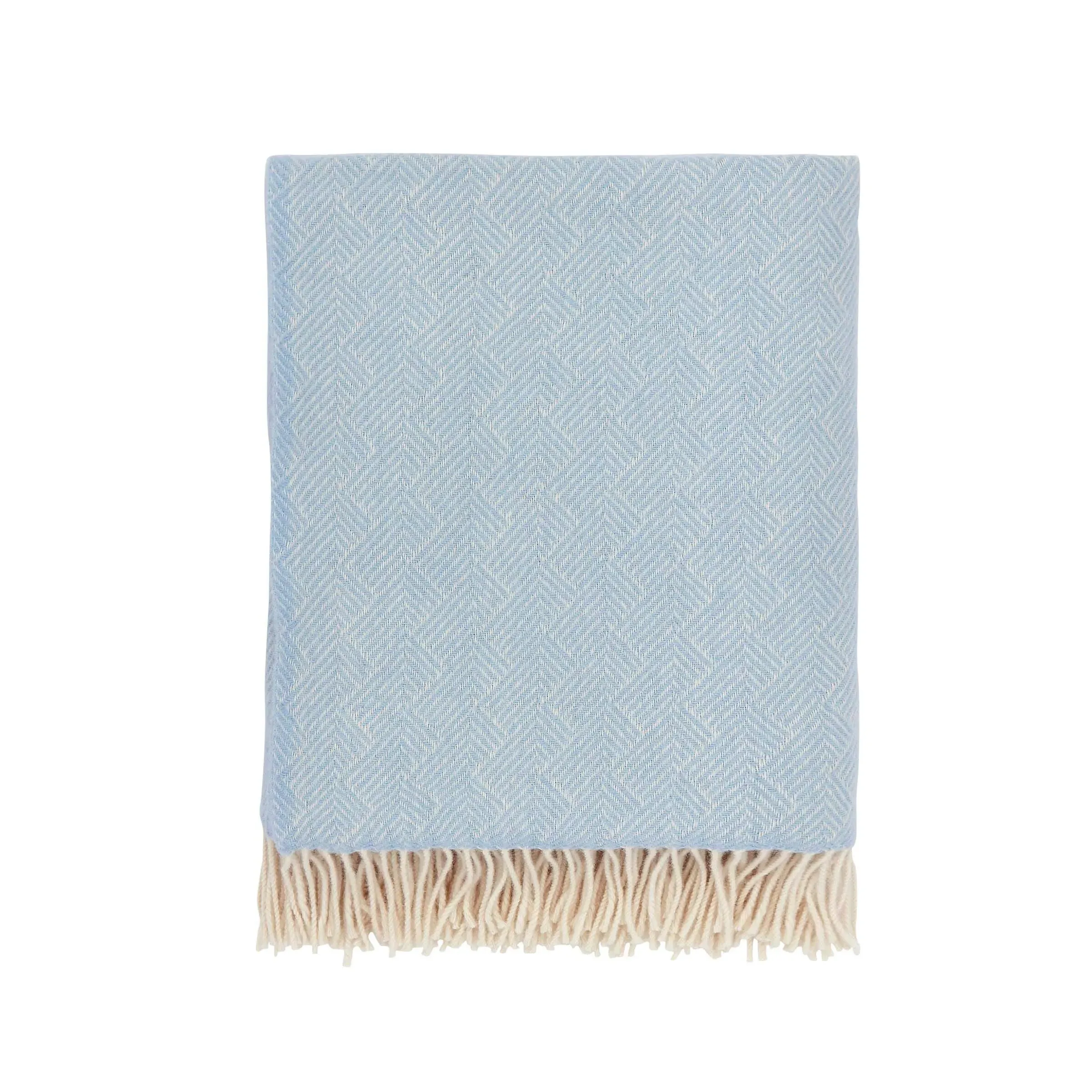 Woven Throw with Fringe - Soft Blue, Wool image