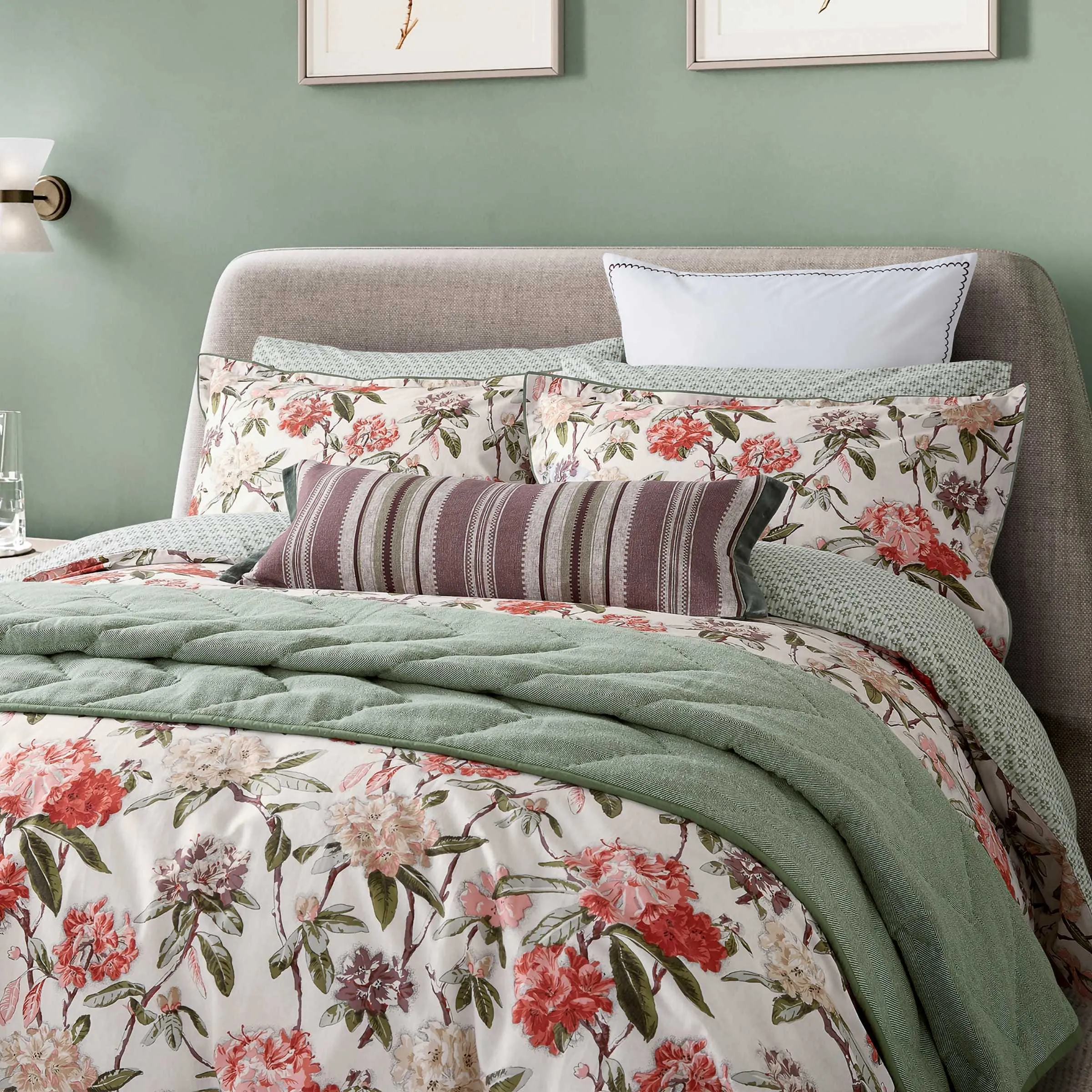 Woven Throw with Quilted Pattern - Olive