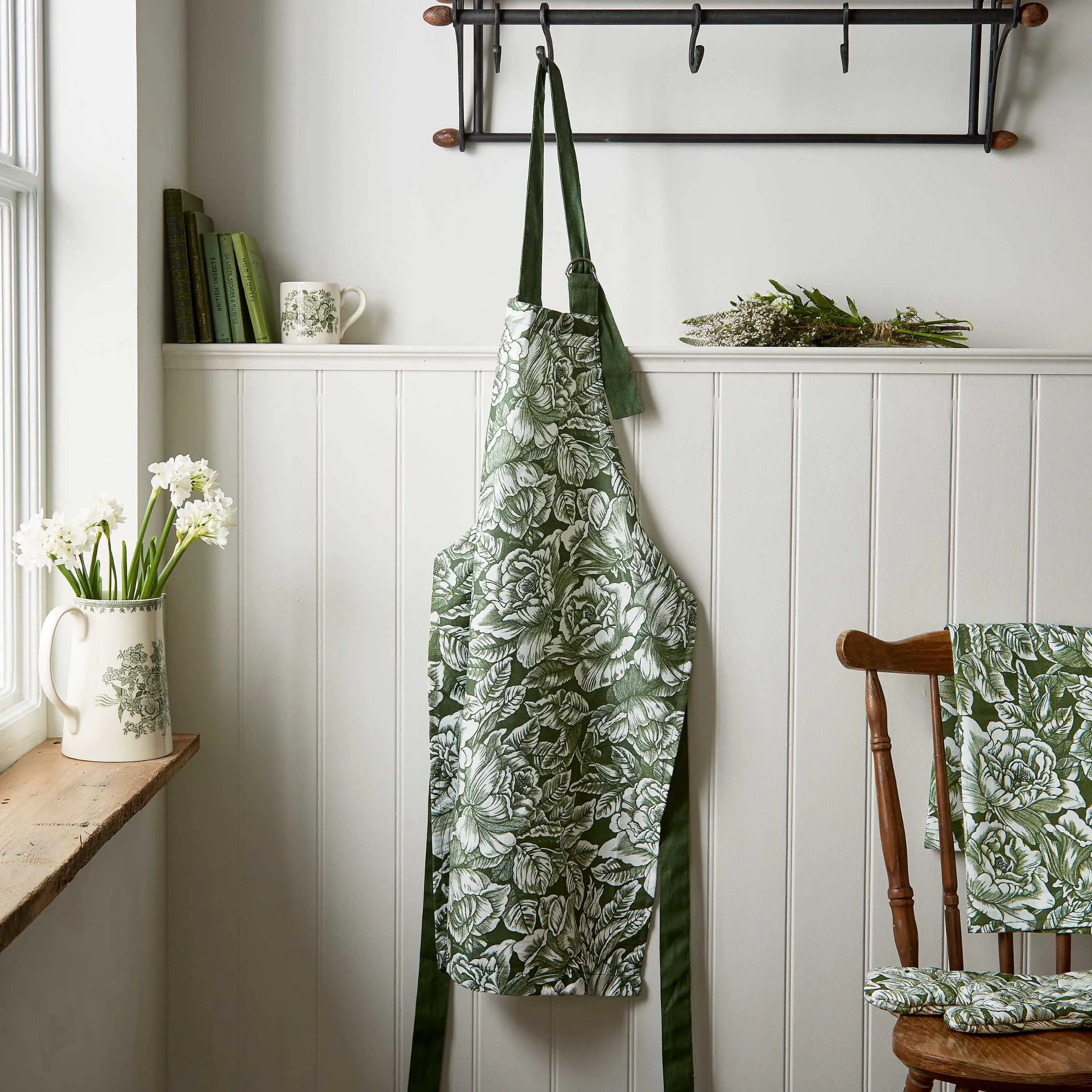 Double Oven Gloves Quilted - Green, Cotton