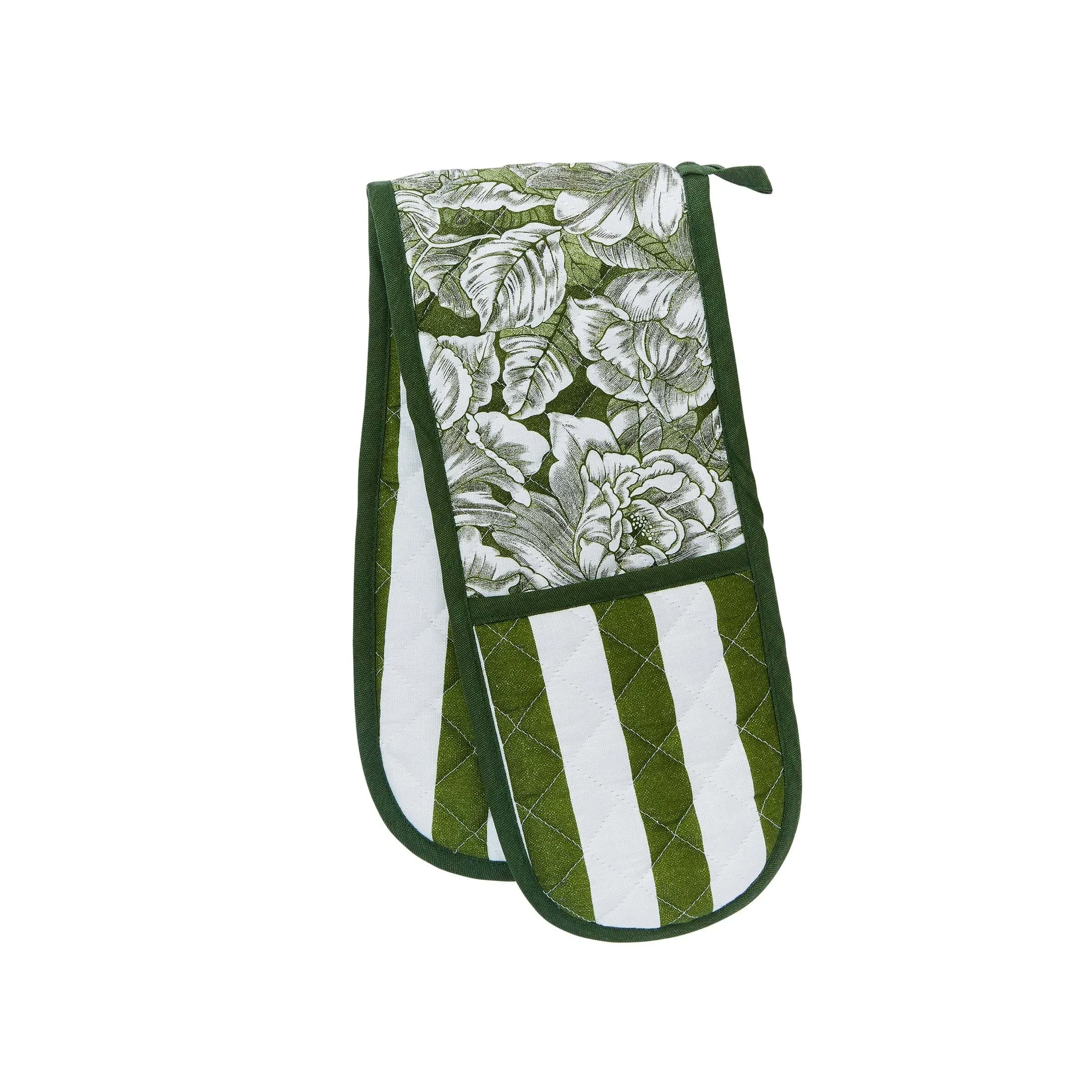 Double Oven Gloves Quilted - Green, Cotton image