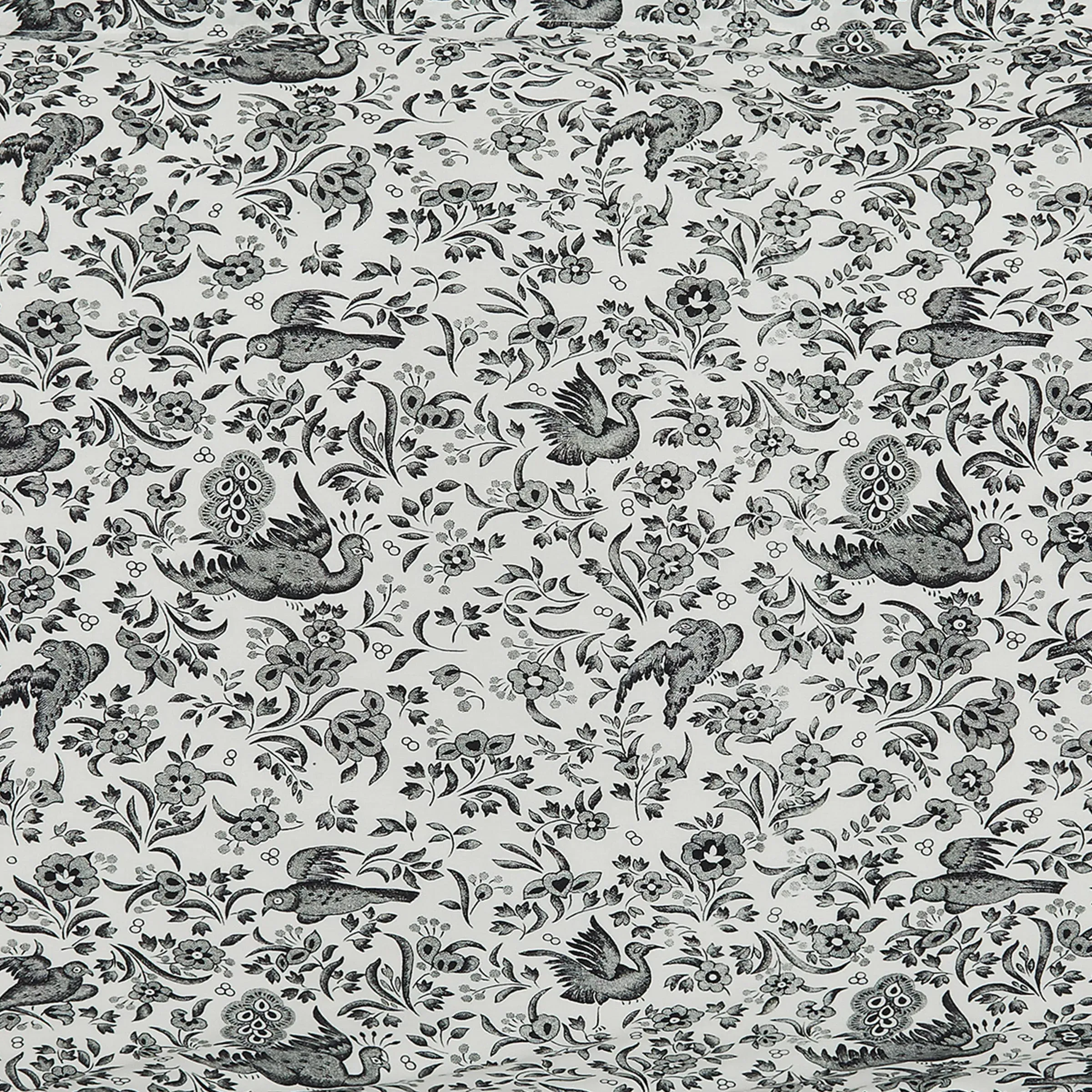 Fringed Throw with Floral Design - Charcoal, Wool