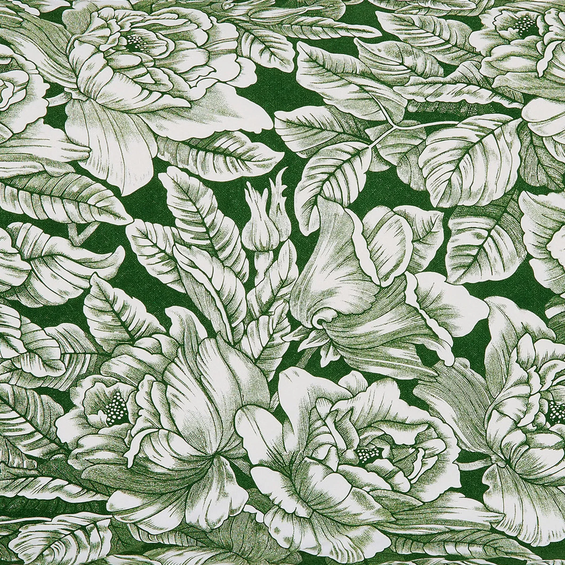 Fringed Throw with Floral Design - Green, Wool