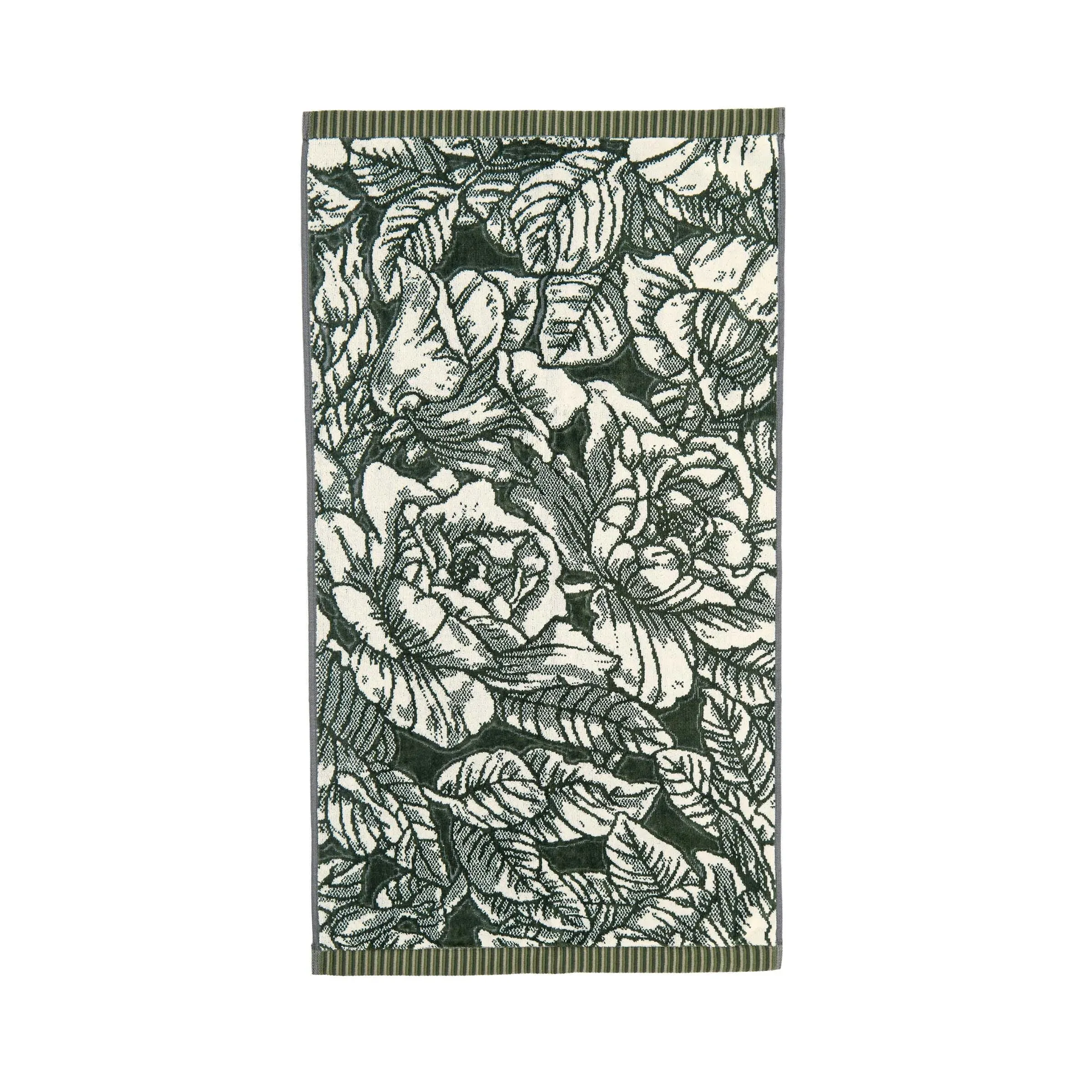Hand Towel with Hibiscus Print - Green, Cotton image